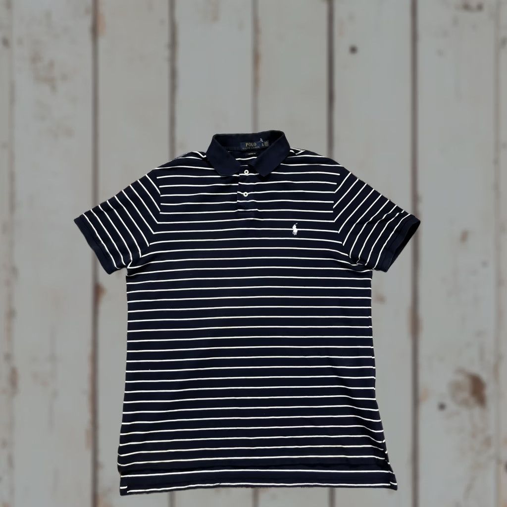 Polo Ralph Lauren Polo Ralph Lauren Polo Shirt Mens XL Blue Stripe Custom Fit Pony Logo Casual Size US XL / EU 56 / 4 - 1 Thumbnail