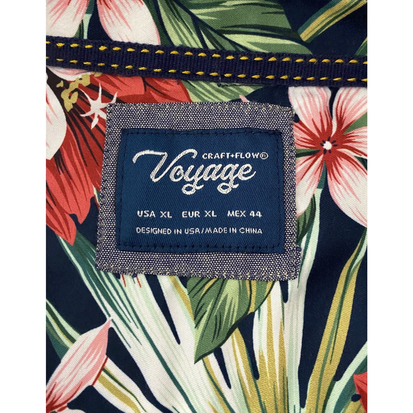 Vintage Voyage Shirt Mens XL Navy Blue Floral Pocket Short Sleeve Button Up Casual Size US XL / EU 56 / 4 - 8 Thumbnail