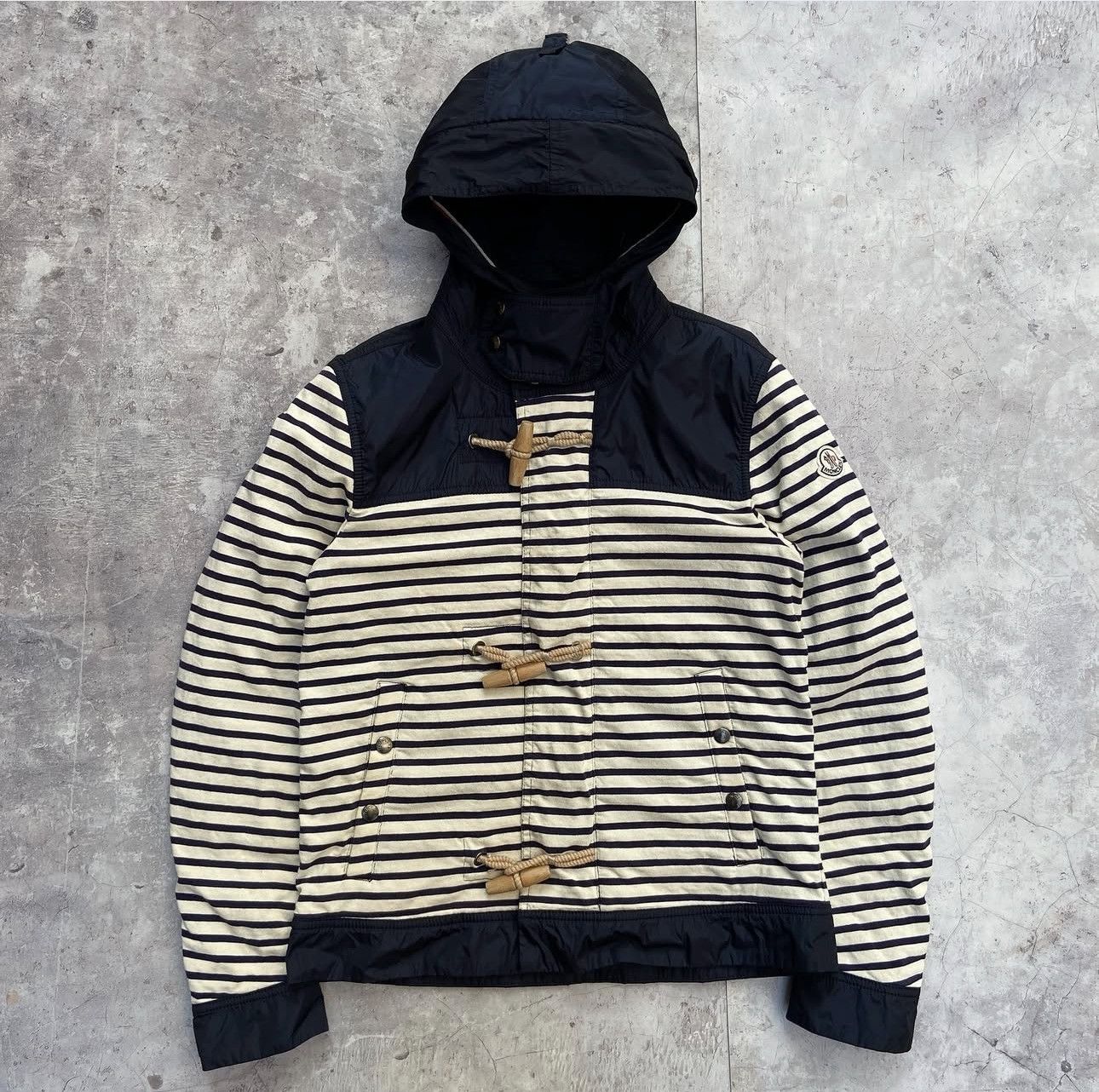 Moncler Moncler Blue White Striped Breton Giubbotto Hooded Jacket Size US XS / EU 42 / 0 - 1 Thumbnail