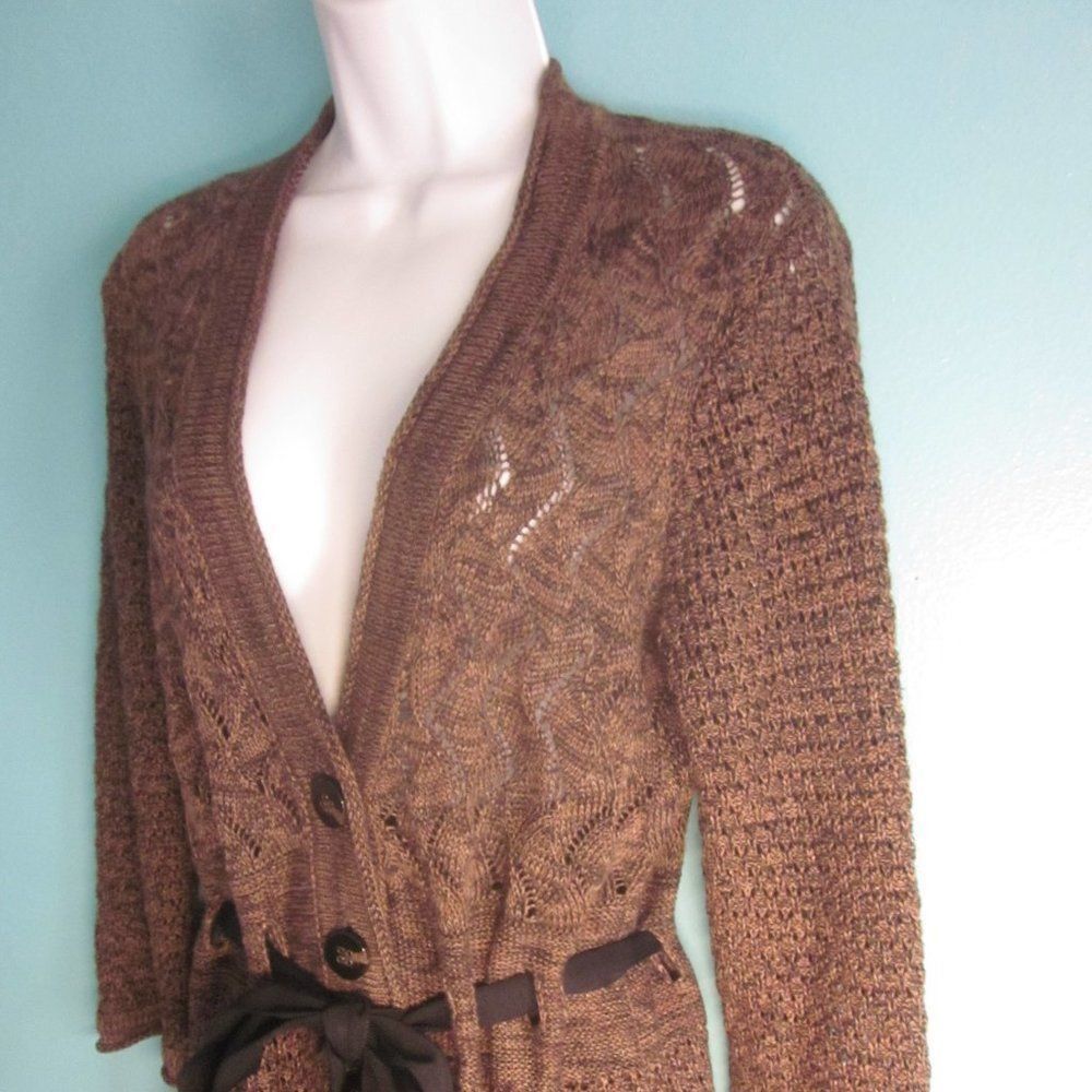Vintage Classiques Entier Cardigan Brown Knit Linen Sz M Size M / US 6-8 / IT 42-44 - 9 Thumbnail