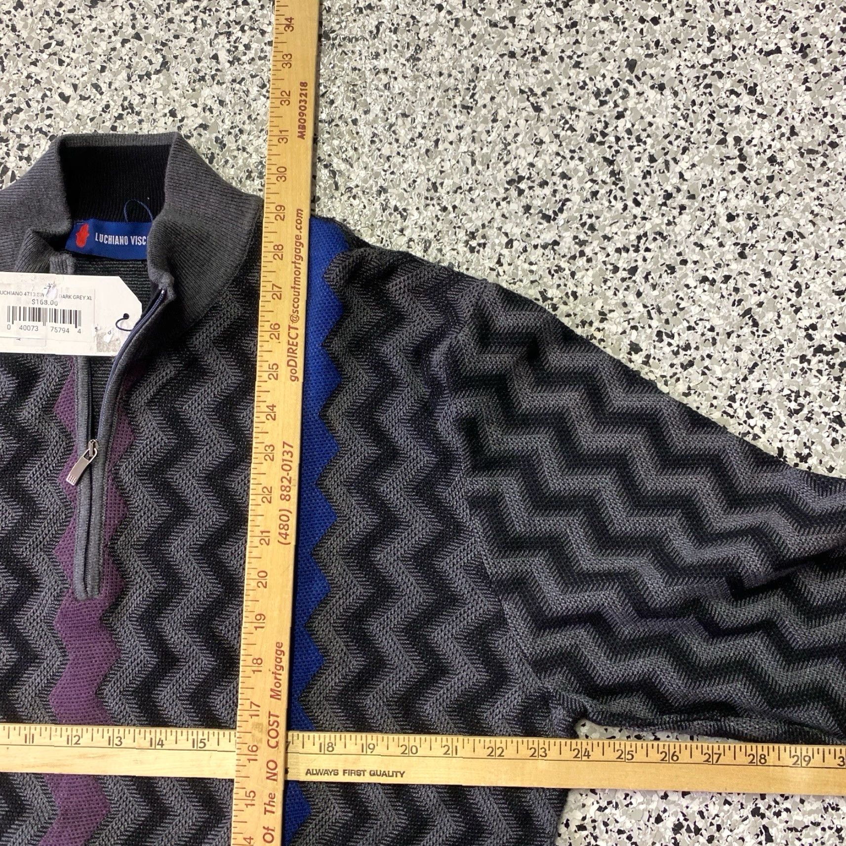 Luchiano Visconti Luchiano Visconti Sweater Mens XL Black Ribbed Knit 1/4 Zip Pullover NWT Size US XL / EU 56 / 4 - 3 Thumbnail