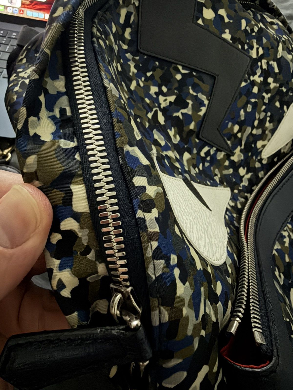 Fendi Fendi Monster Eyes Backpack Blue Camo Nylon Size ONE SIZE - 8 Thumbnail