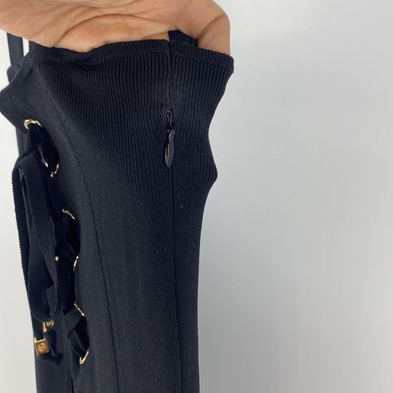 Michael Kors Michael Kors mini ribbed gold accent lace up front black Size XXS / US 00 / IT 34 - 7 Thumbnail