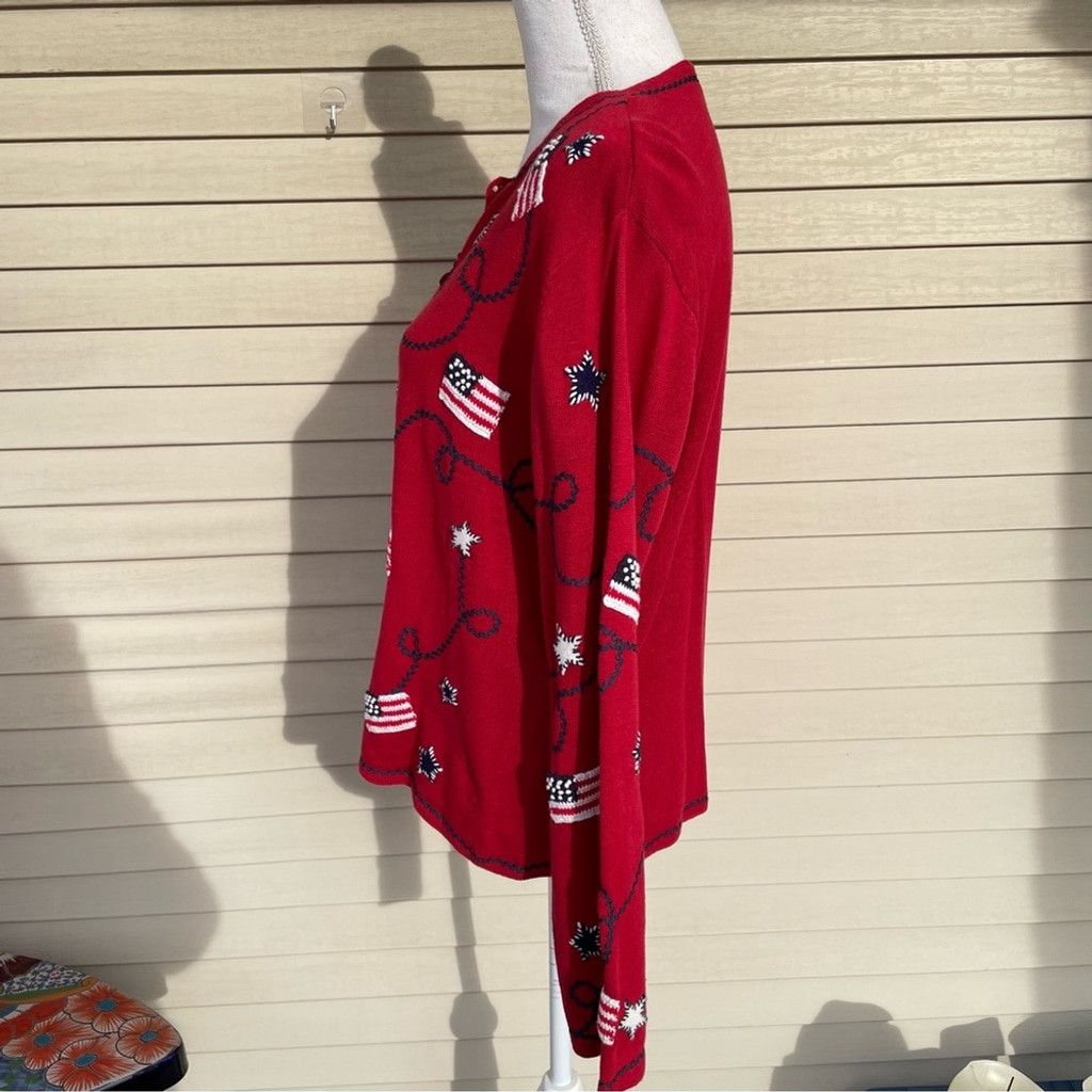 Talbots Talbots Petites Patriotic Flag Stars Sweater Size LP Size L / US 10 / IT 46 - 2 Thumbnail