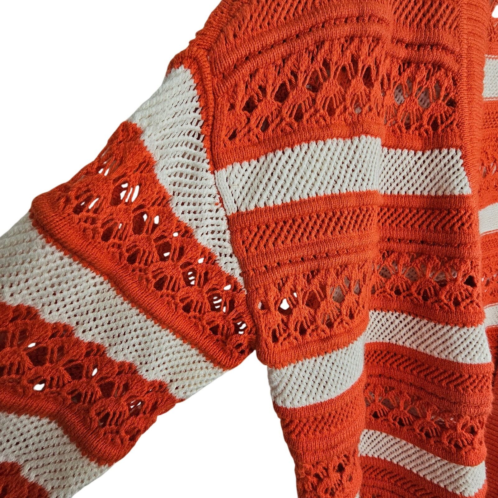 Anthropologie Maeve Anthropologie Women Wool Striped Knit Cardigan Sweater Size S / US 4 / IT 40 - 6 Thumbnail