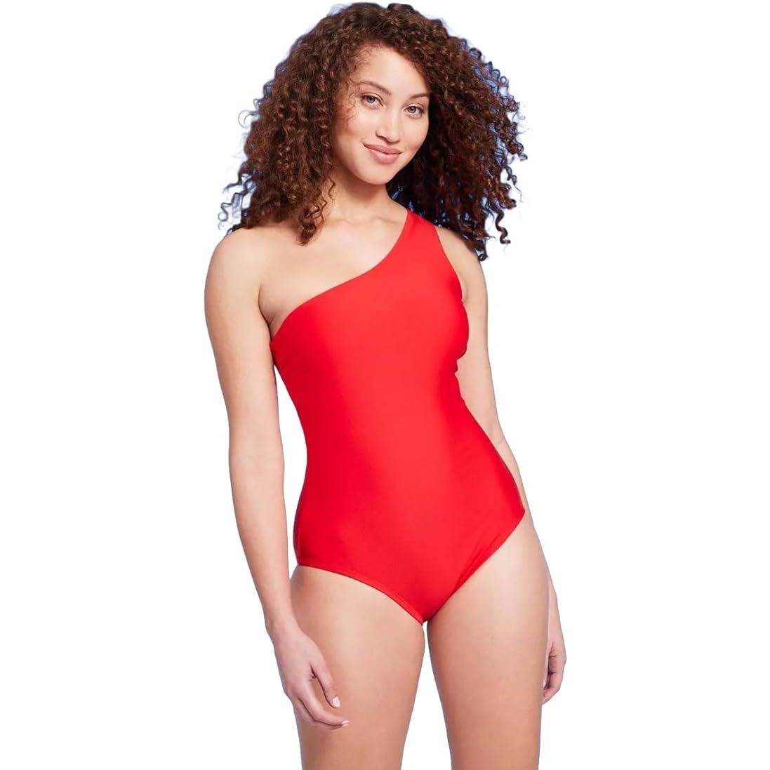 Unknown London KONA SOL NWT One Piece Swimsuit, Medium, Red One Shoulder Size ONE SIZE - 2 Thumbnail