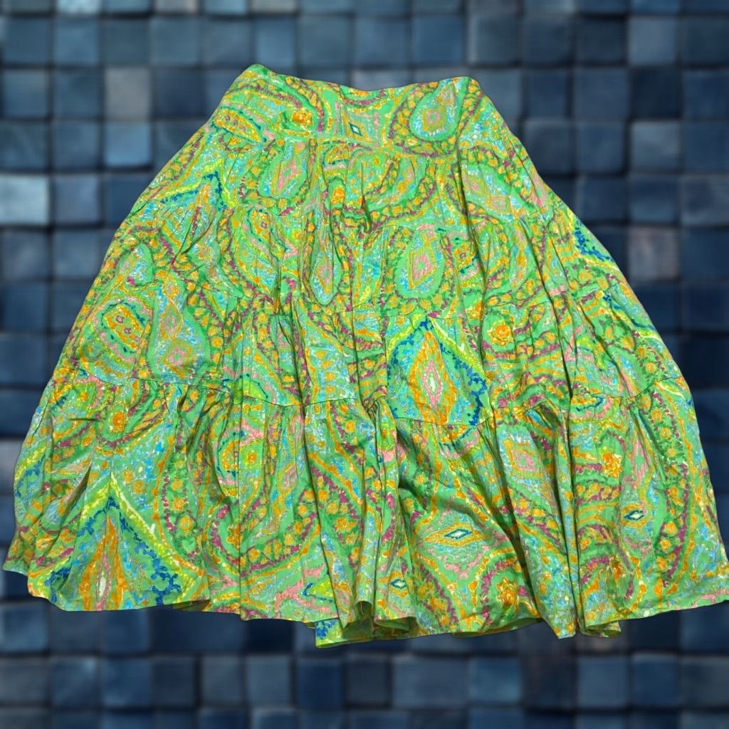 Ralph Lauren Lauren Ralph Lauren Skirt Womens PS Multicolor Geometric Boho Midi Lined A-Line Layered Caprise? Size 28" / US 6 / IT 42 - 1 Thumbnail