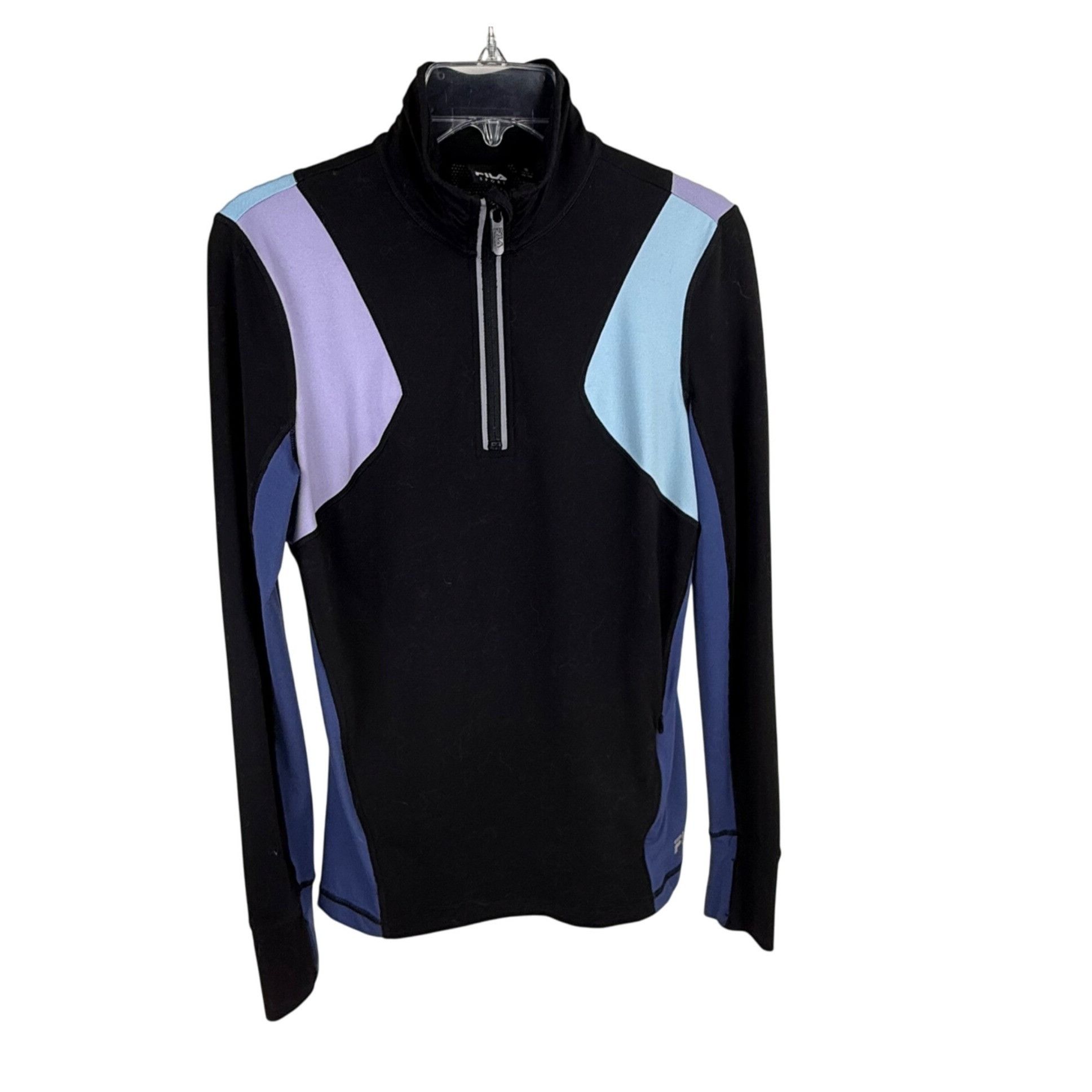 Fila Fila Performance Sport Running 1/4-Zip Top Black Color-Block Size M / US 6-8 / IT 42-44 - 1 Thumbnail