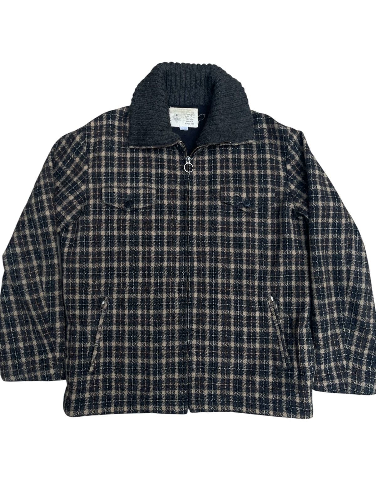 Japanese Brand C.C. CHE'S Wool Zip Jacket - Bartack Workwear Ribbed Collar Size US M / EU 48-50 / 2 - 1 Thumbnail