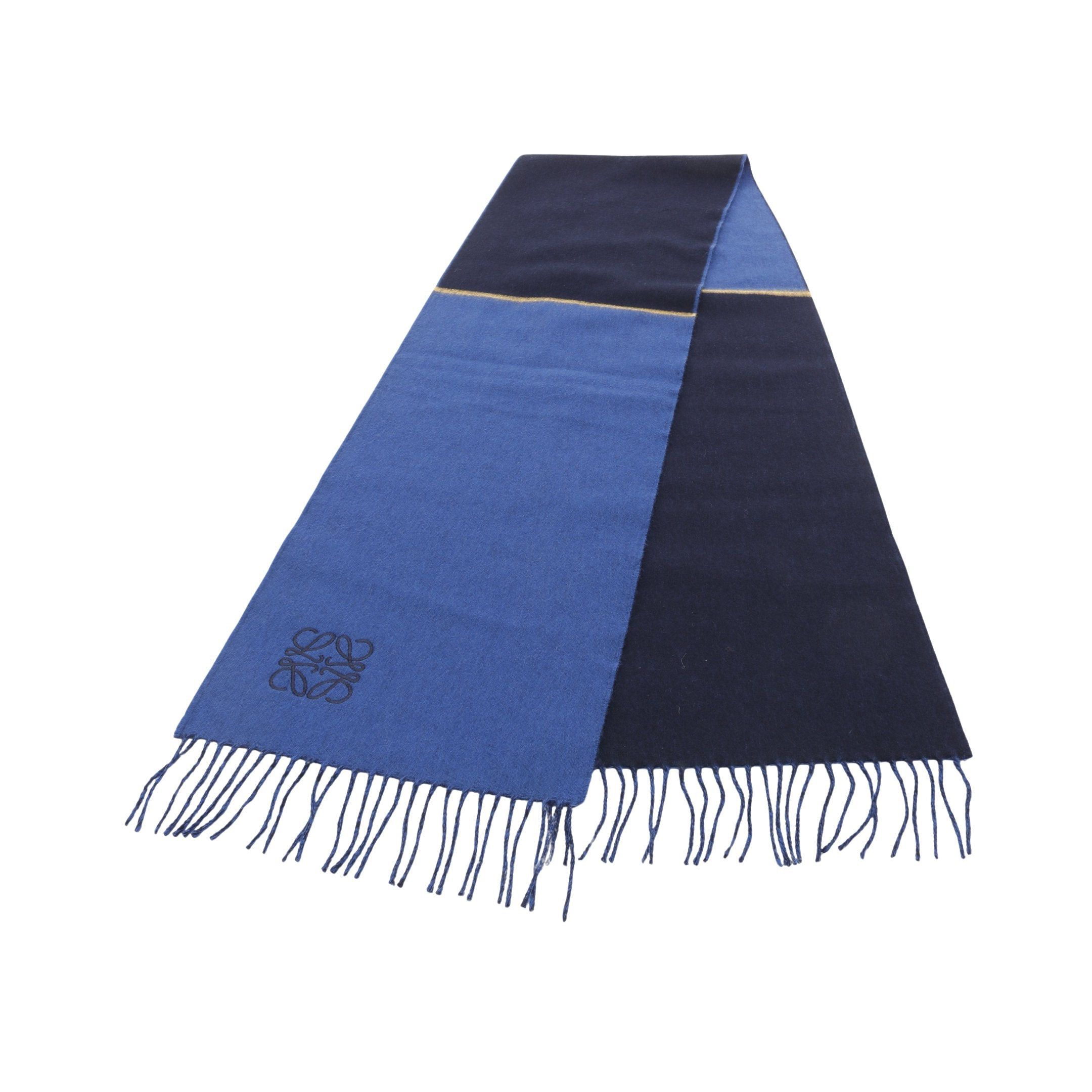Loewe Loewe Anagram Scarf Wool Cashmere Blue Navy Yellow Size ONE SIZE - 1 Thumbnail