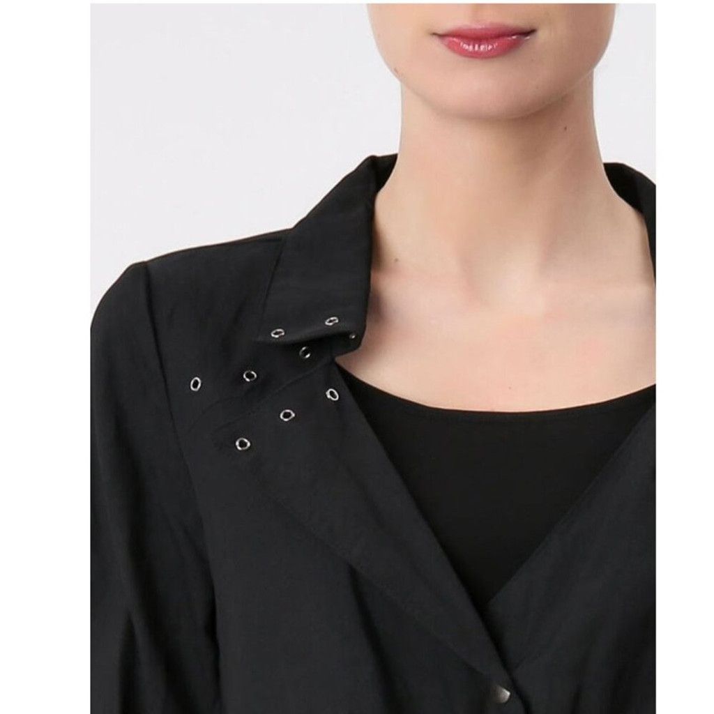 Sarah Pacini SARAH PACINI Button Down Eyelets Long Sleeve Green Coat FLAW Size S / US 4 / IT 40 - 4 Thumbnail
