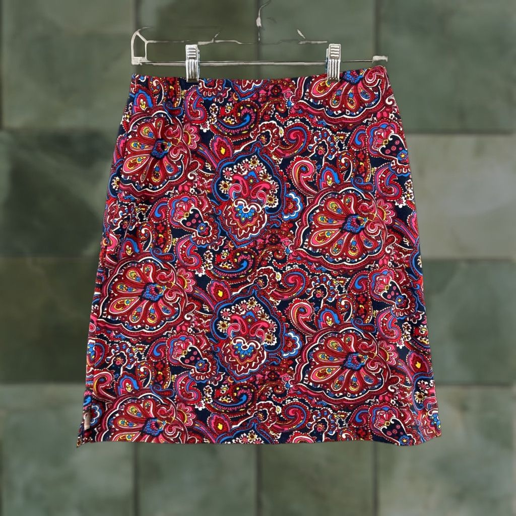 Talbots Talbots Skirt Womens Knee Length Red Paisley Petite S A-Line Hippe Size 28" / US 6 / IT 42 - 1 Thumbnail