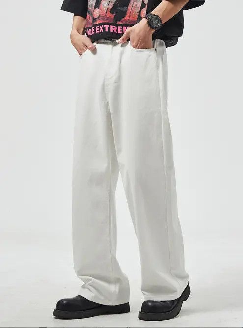 Japanese Brand Men's white American retro straight loose wide-leg jeans Size US 32 / EU 48 - 1 Thumbnail