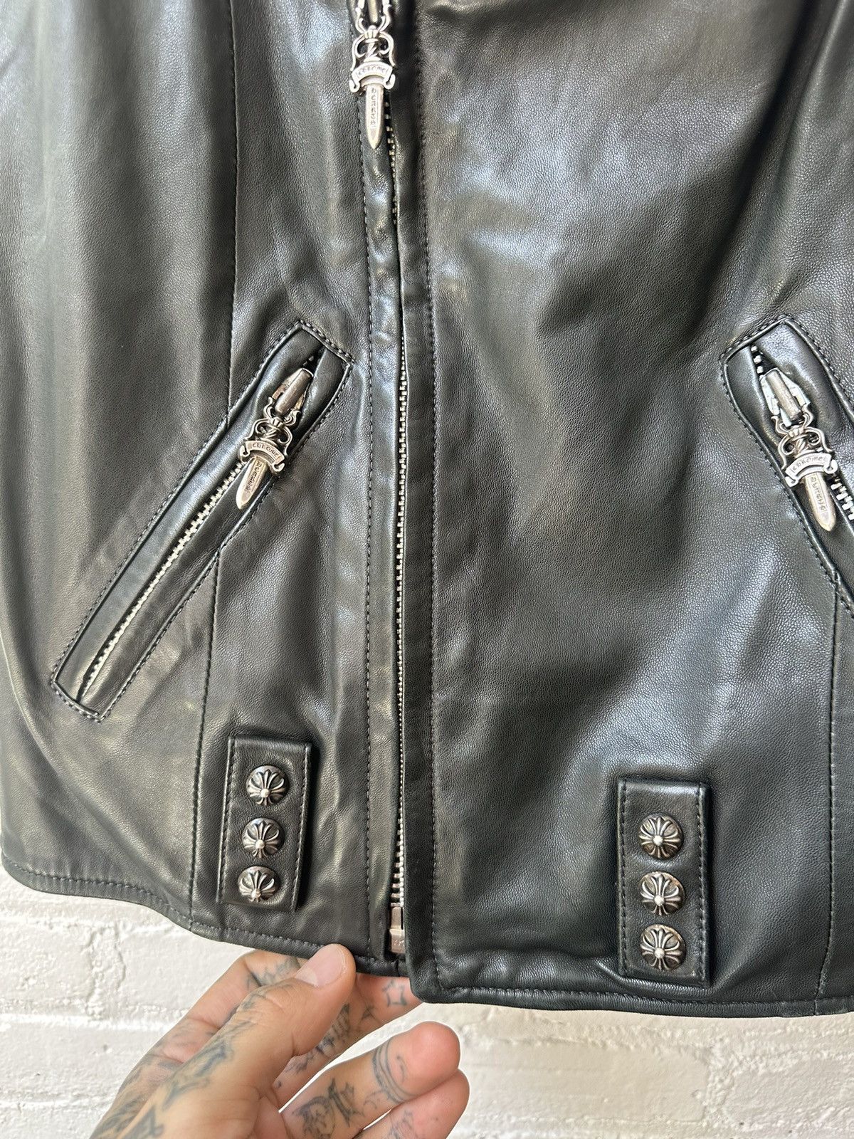 Chrome Hearts Chrome Hearts CROSS PATCH SILVER STUD leather vest jacket Size US M / EU 48-50 / 2 - 8 Thumbnail