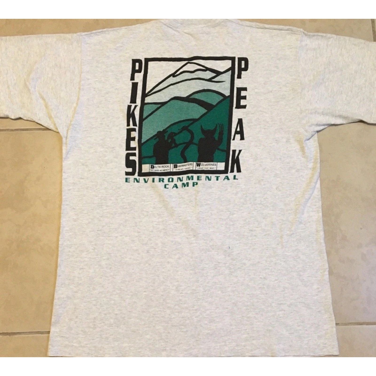 Vintage VINTAGE Pikes Peak Environmental Camp Faded Shirt XL Gray 90s Grunge USA Men T-Shirt Size US XL / EU 56 / 4 - 2 Thumbnail