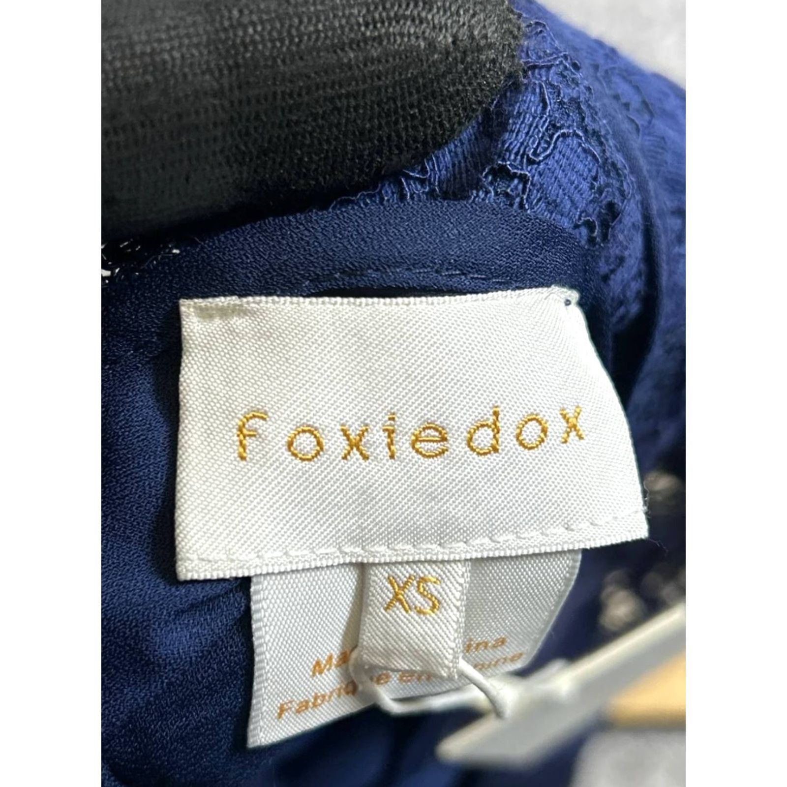 Vintage Foxiedox Dress Womens XS Blue Cotton Floral Lace Blouson A-Line Knee Length Short Sleeve Crew Neck Button N/A Casual Summer Spring Mens Women’s Girls Size XS / US 0-2 / IT 36-38 - 3 Thumbnail
