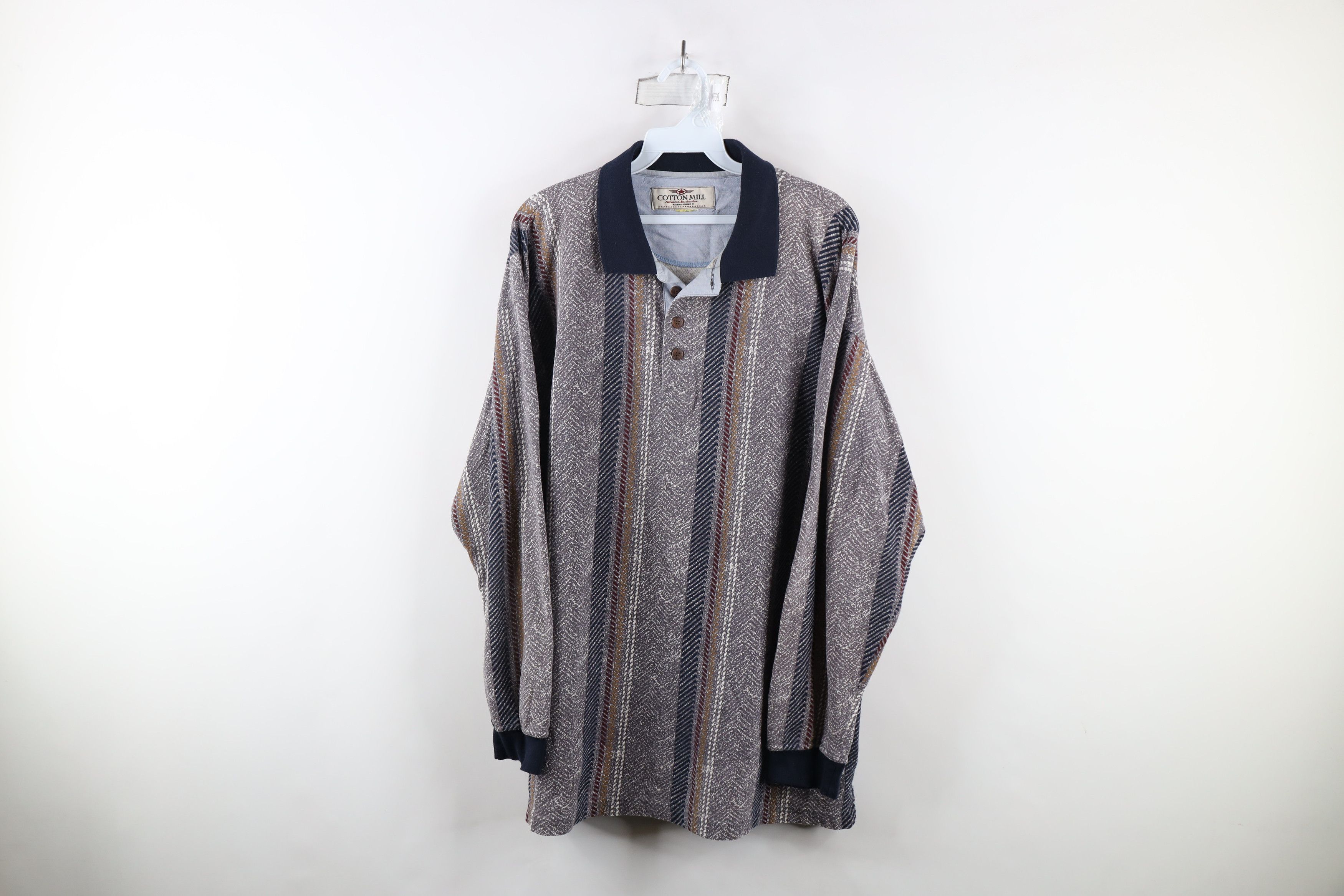 Vintage Vintage 90s Streetwear Herringbone Long Sleeve Rugby Polo Size US XL / EU 56 / 4 - 1 Thumbnail