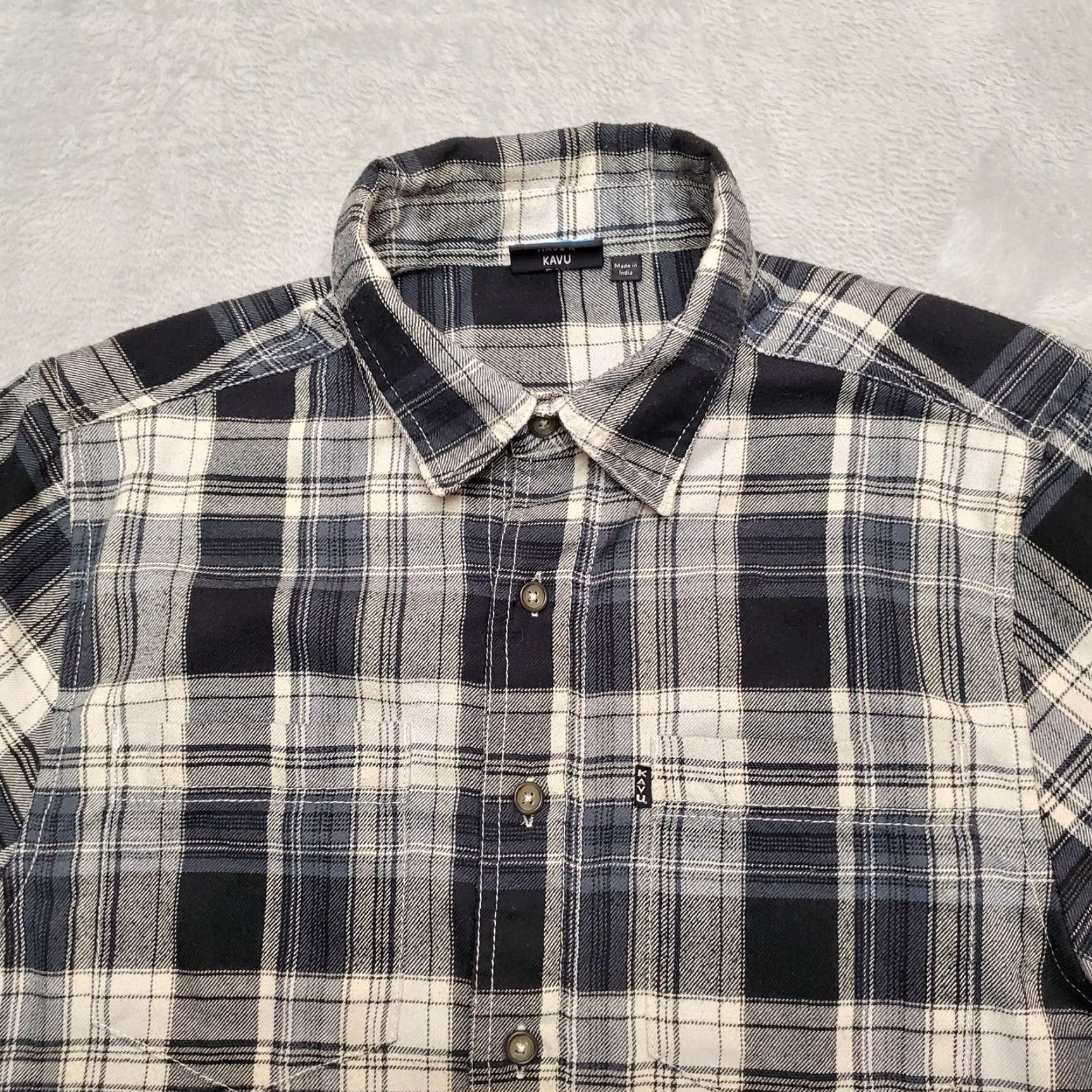 KAVU VINTAGE Kavu Shirt Mens Small Black Plaid Flannel Cotton Long Sleeve Cabin Gorp Casual Size US S / EU 44-46 / 1 - 3 Thumbnail