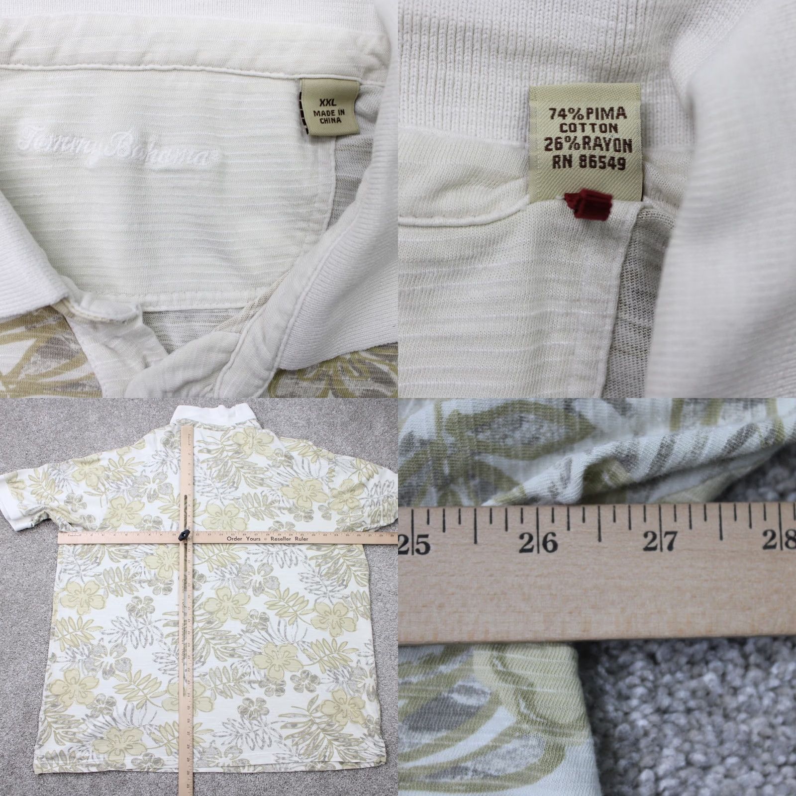Tommy Bahama Tommy Bahama Polo Shirt Mens 2XL Beige Floral Pima Cotton/Rayon S/S Clothing Shirt Polo Polo Shirt Polo 90s Mens Men Beige Floral 2XL Size US XXL / EU 58 / 5 - 8 Thumbnail