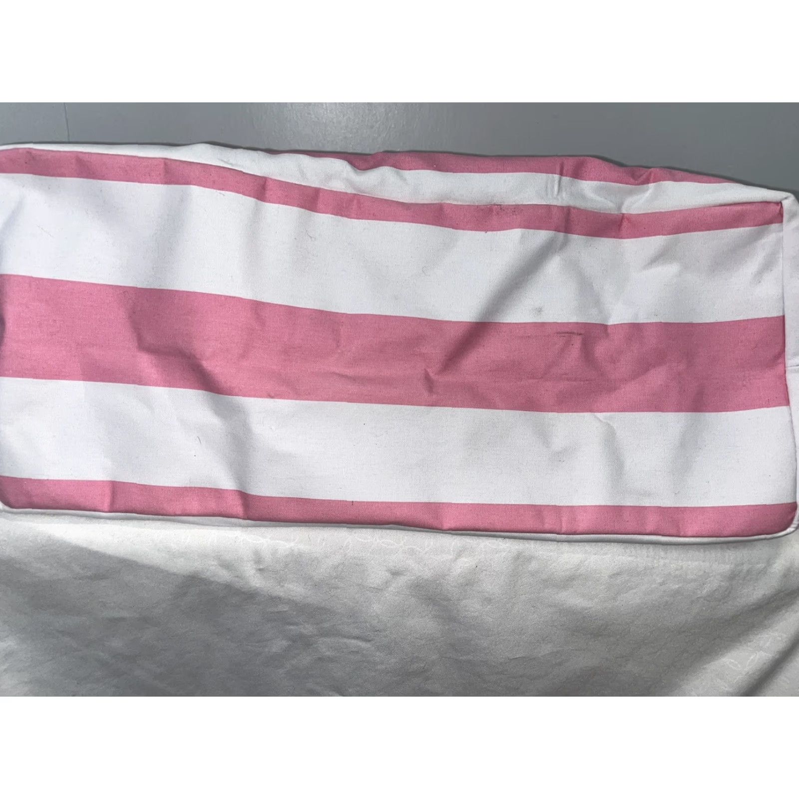 Victoria's Secret VINTAGE Victoria's Secret Large Striped Canvas Weekender Tote Bag NWT Pink White Womens Size ONE SIZE - 3 Thumbnail