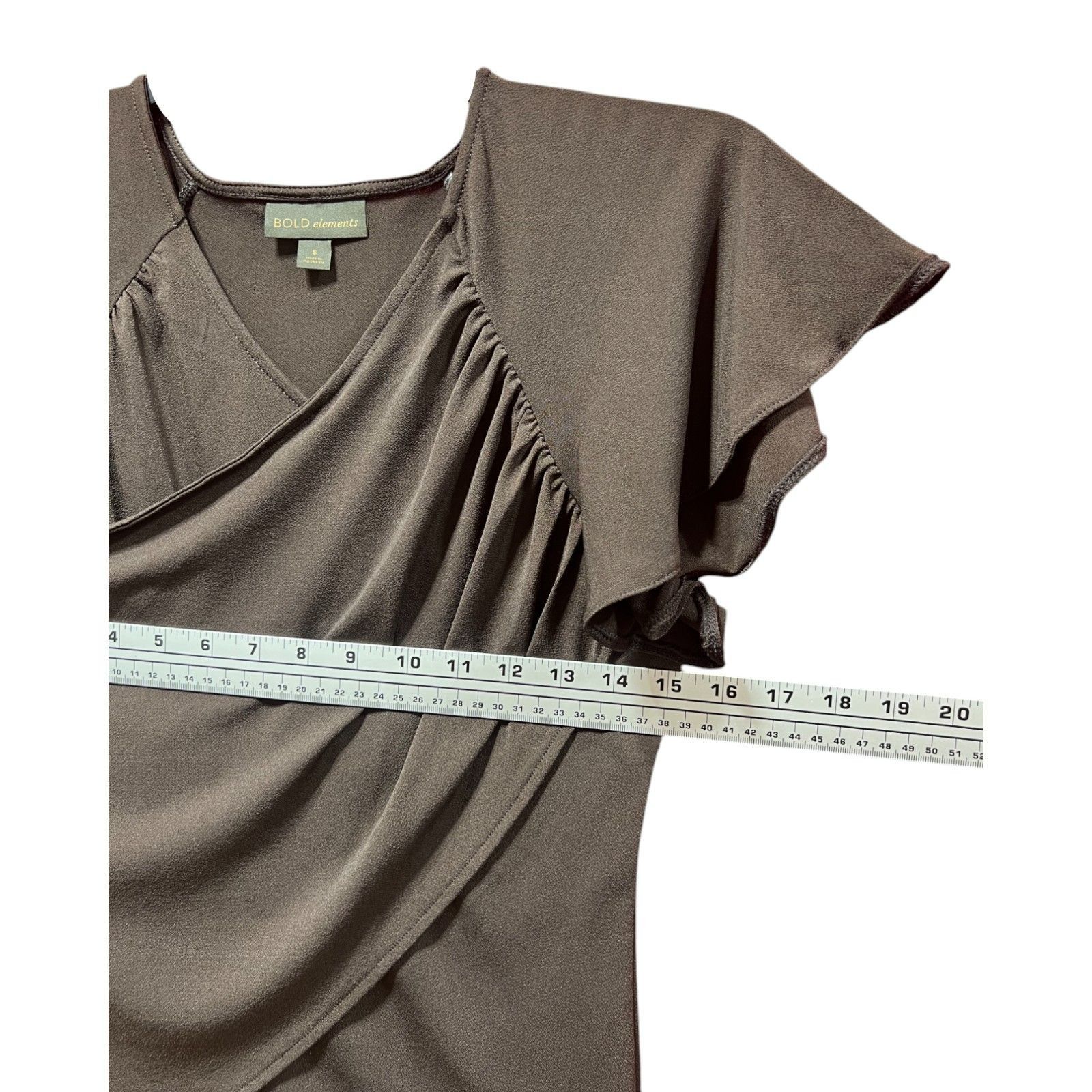 Other Bold Elements - Women's V-Neck Short Sleeve Blouse - Brown - Size S / US 4 / IT 40 - 3 Thumbnail