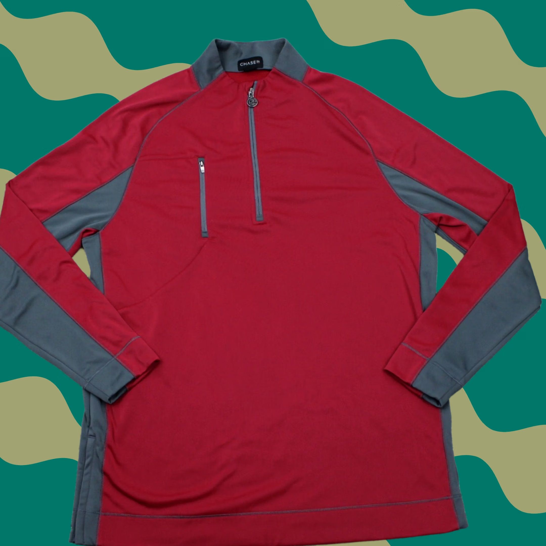 Vintage Chase 54 Sweatshirt Mens XL Red/Gray Golf 1/4 Zip Polyester Long Sleeve Size US XL / EU 56 / 4 - 1 Thumbnail