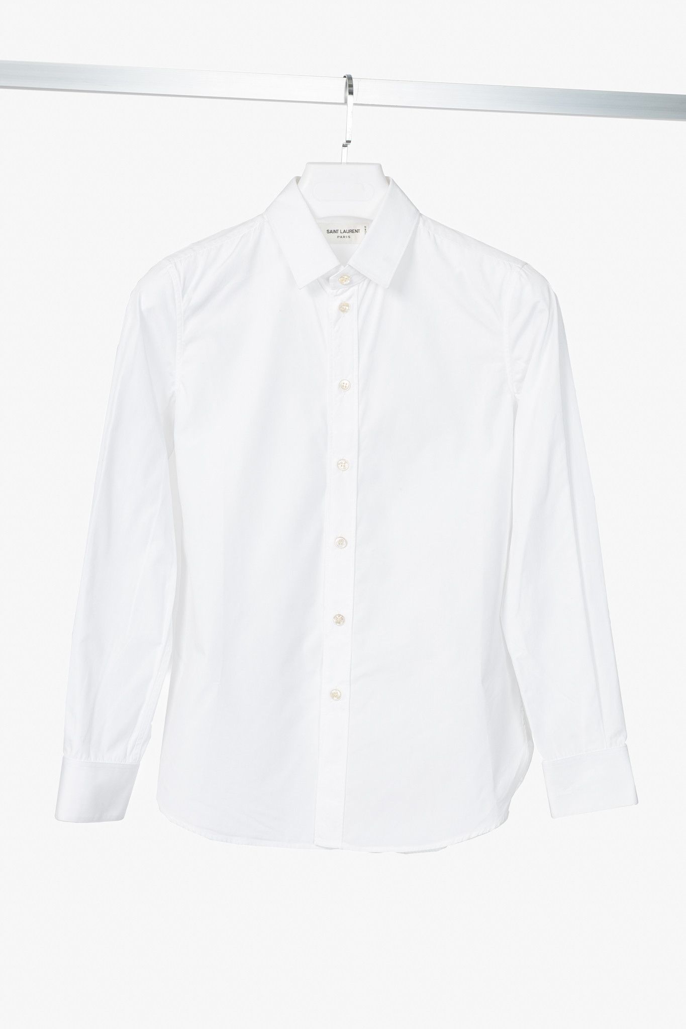 Saint Laurent Paris Saint Laurent White Cotton-Poplin Buttoned Shirt Size S / US 4 / IT 40 - 1 Thumbnail