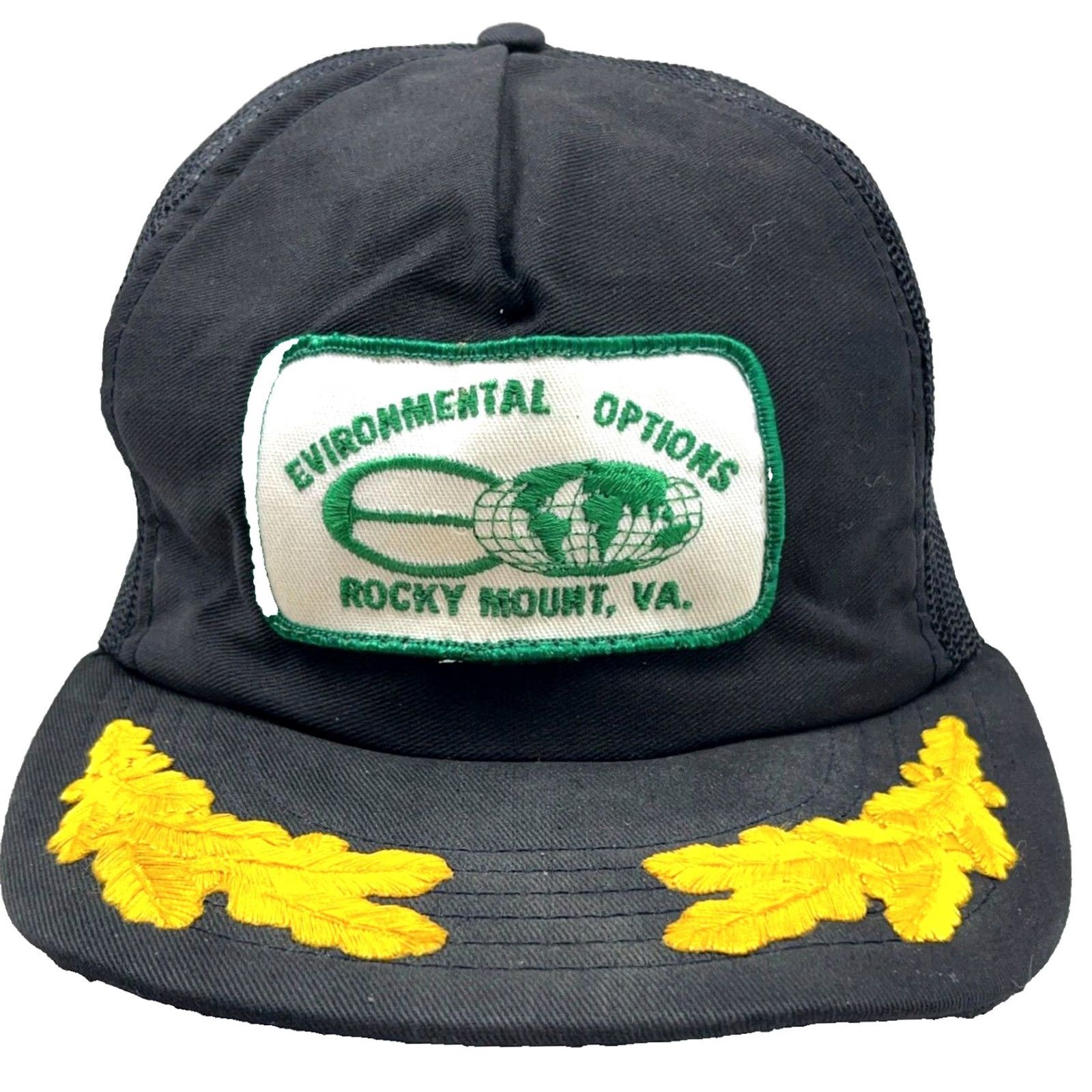Vintage VINTAGE Trucker Hat Cap SnapBack Patch Farm 80s USA Global Environmental Leaf Hat Mens Black Cotton Twill Adjustable One Size Size ONE SIZE - 2 Thumbnail