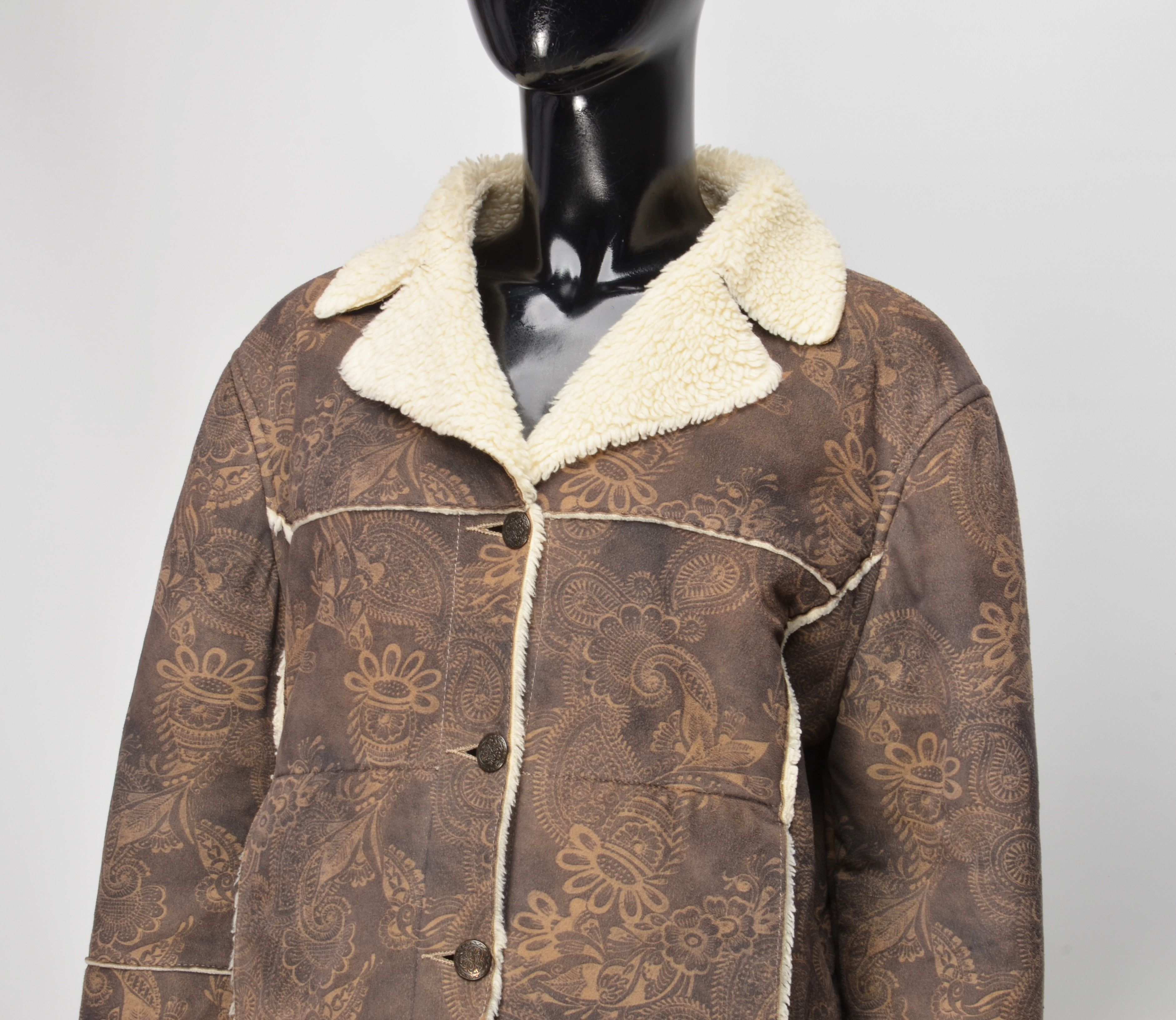 Vintage Per Una Vintage Y2K Boho Floral Faux Shearling Jacket Size M / US 6-8 / IT 42-44 - 4 Thumbnail