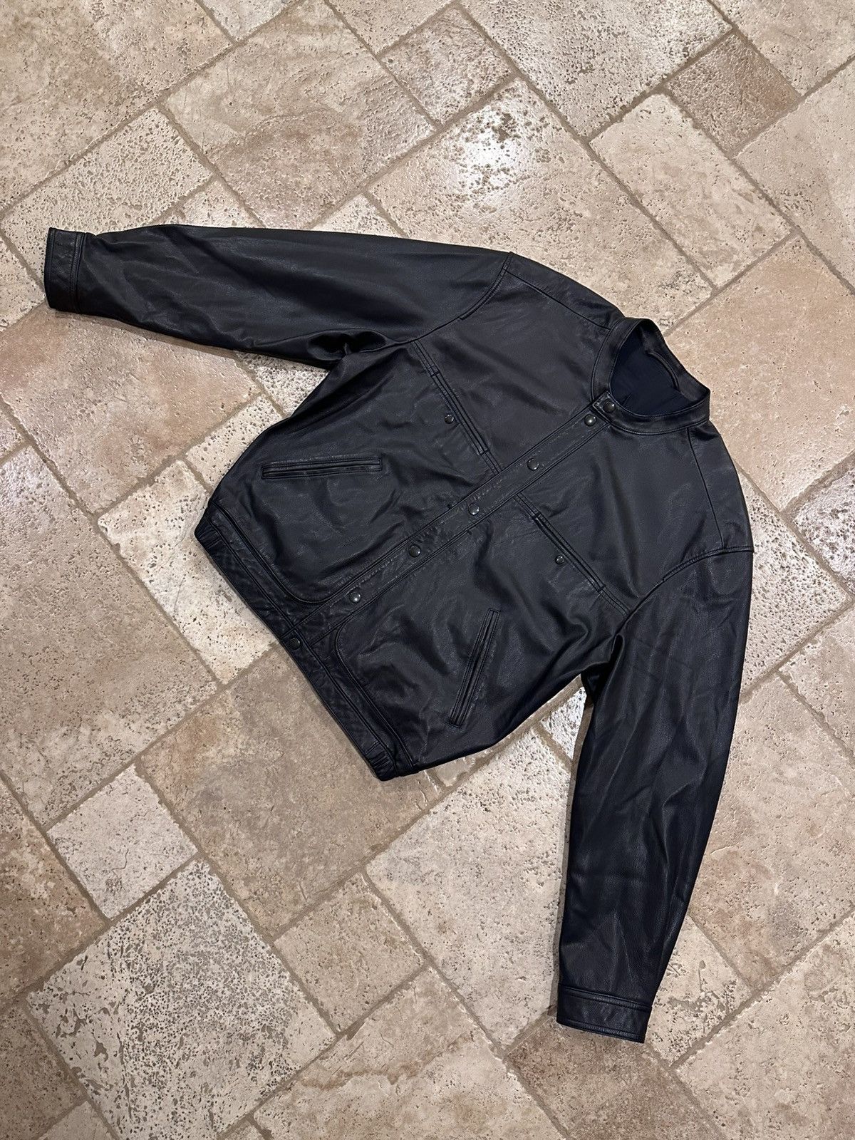 Lemaire Lemaire Stand Collar Blouson Soft Nappa Leather Black Jacket Size US XL / EU 56 / 4 - 6 Thumbnail