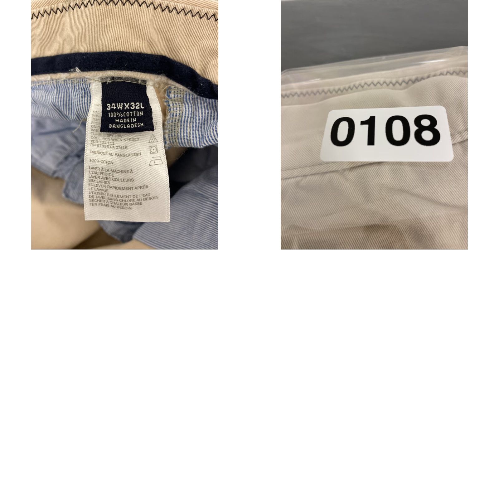 Nautica Nautica Chino Pants Men's 34x32 Beige Cotton /0108 Flat Front Logo Nautical Straight Leg Regular Fit Size US 34 / EU 50 - 9 Thumbnail