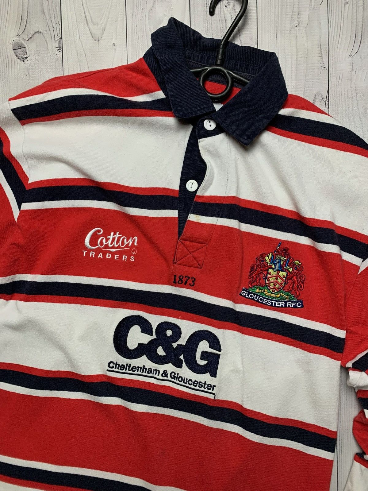Vintage Vintage rugby jersey Gloucester rugby jersey striped rare Size US L / EU 52-54 / 3 - 2 Thumbnail