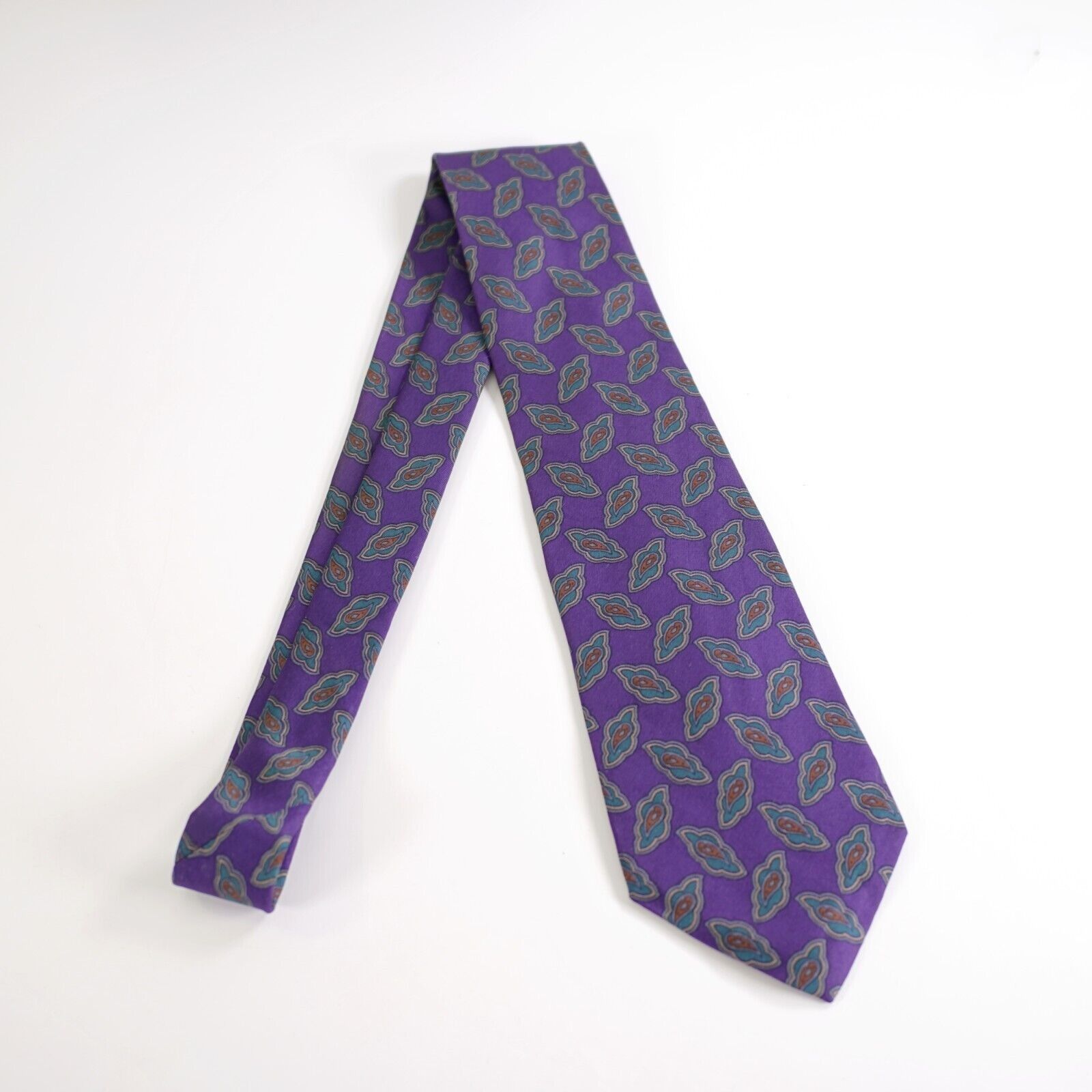 Aquascutum Aquascutum London Purple Teal Geometric Print Silk Tie Size ONE SIZE - 5 Thumbnail