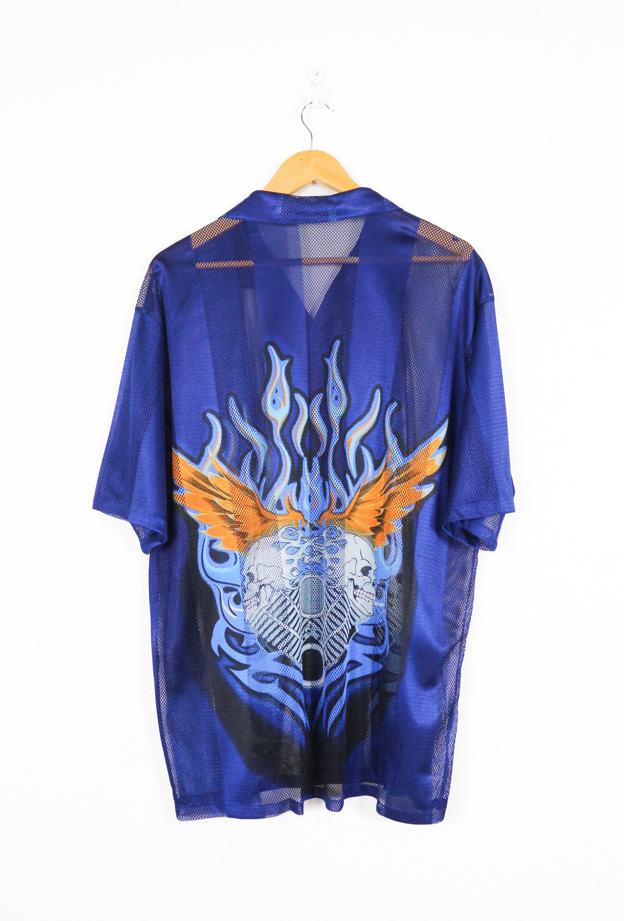 Japanese Brand × Vintage Y2K Vintage Japan Style Flare Skulls Mesh Shirt 90s Size US XL / EU 56 / 4 - 3 Thumbnail