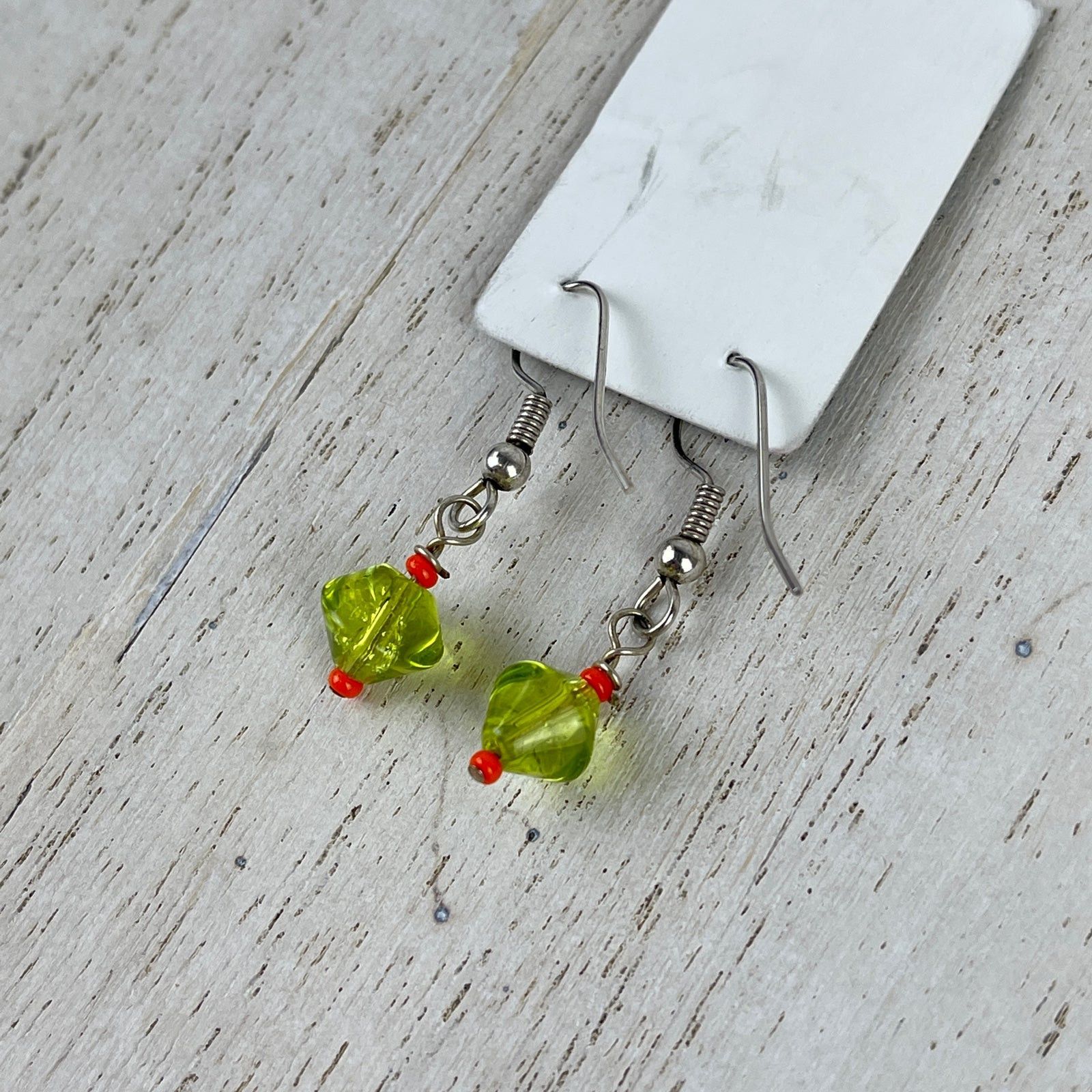 Handmade Handmade Dainty Bead Earrings Green Orange Artsy Jewelry Size ONE SIZE - 5 Thumbnail