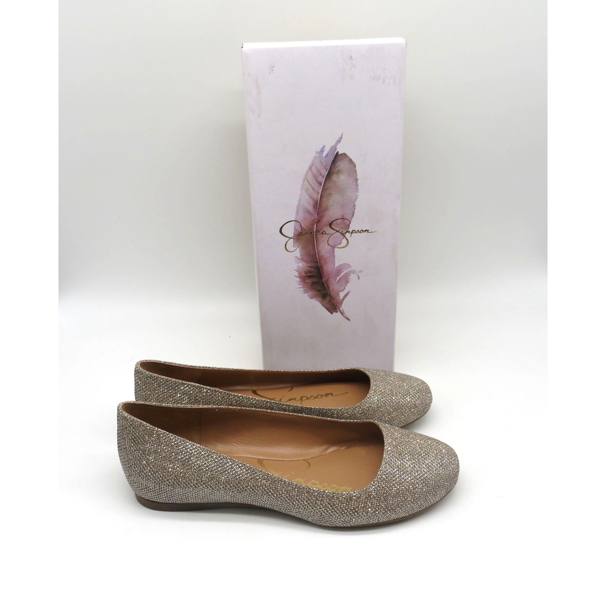 Jessica Simpson Jessica Simpson Gold Sparkle Mesh Flats Size 7M JS-Mareike N Size US 7 / IT 37 - 1 Thumbnail