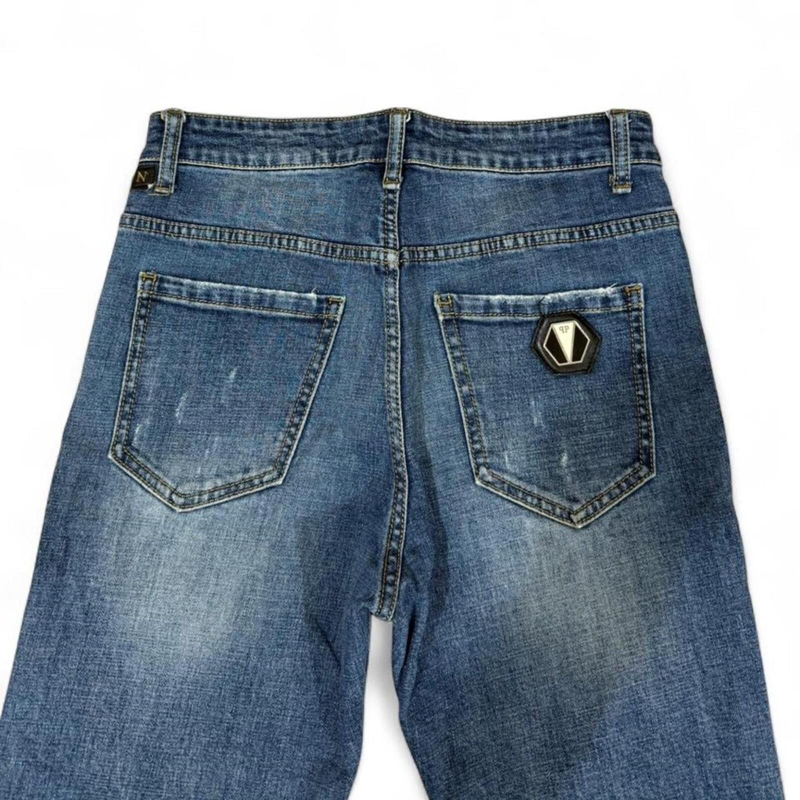 True Religion Philipp Plein blue jeans with patches with stretchable hem Size 30" / US 8 / IT 44 - 8 Thumbnail