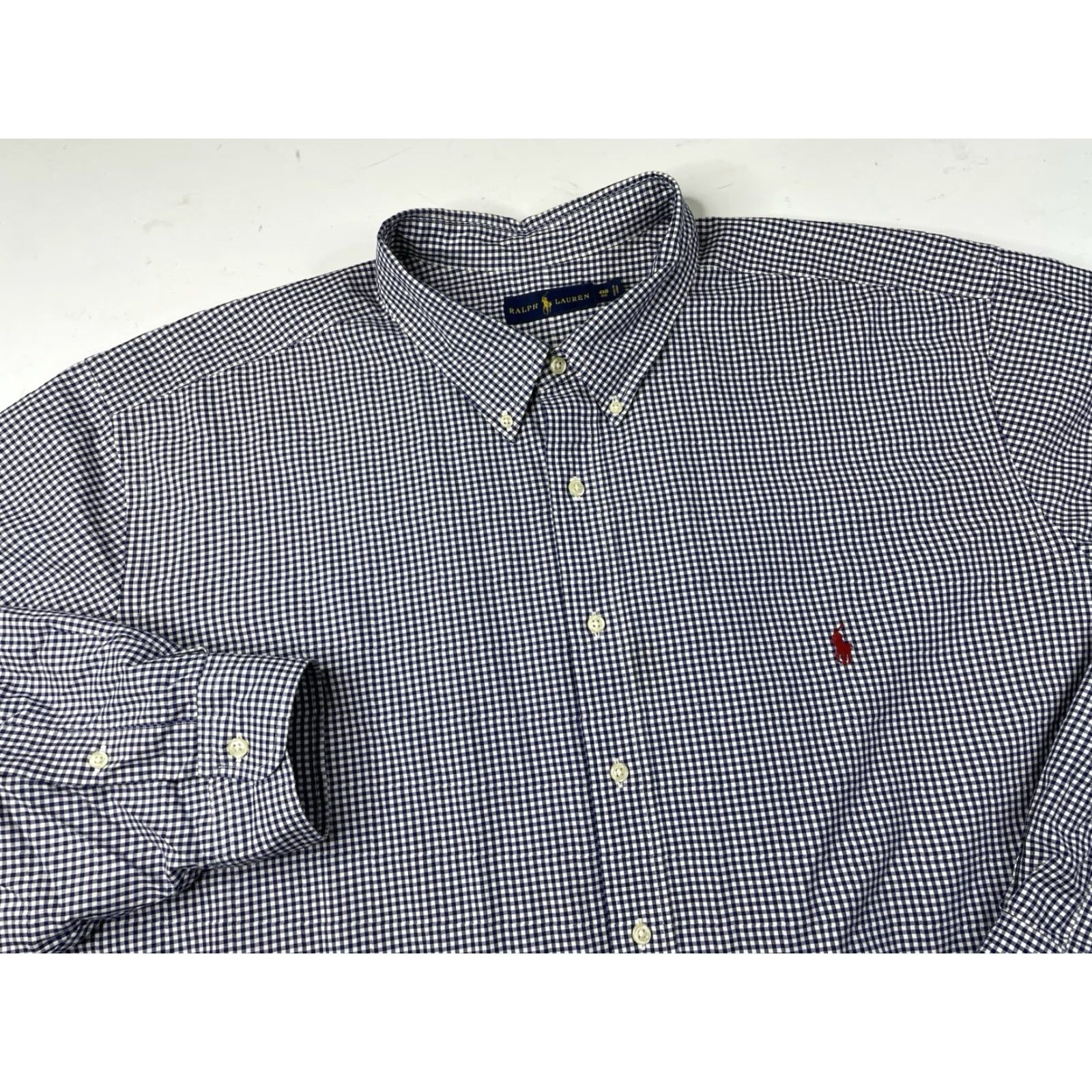 Polo Ralph Lauren Polo Ralph Lauren Shirt Mens 4XB Gingham Plaid Long Sleeve Button-Down Blue Size US XXL / EU 58 / 5 - 2 Thumbnail