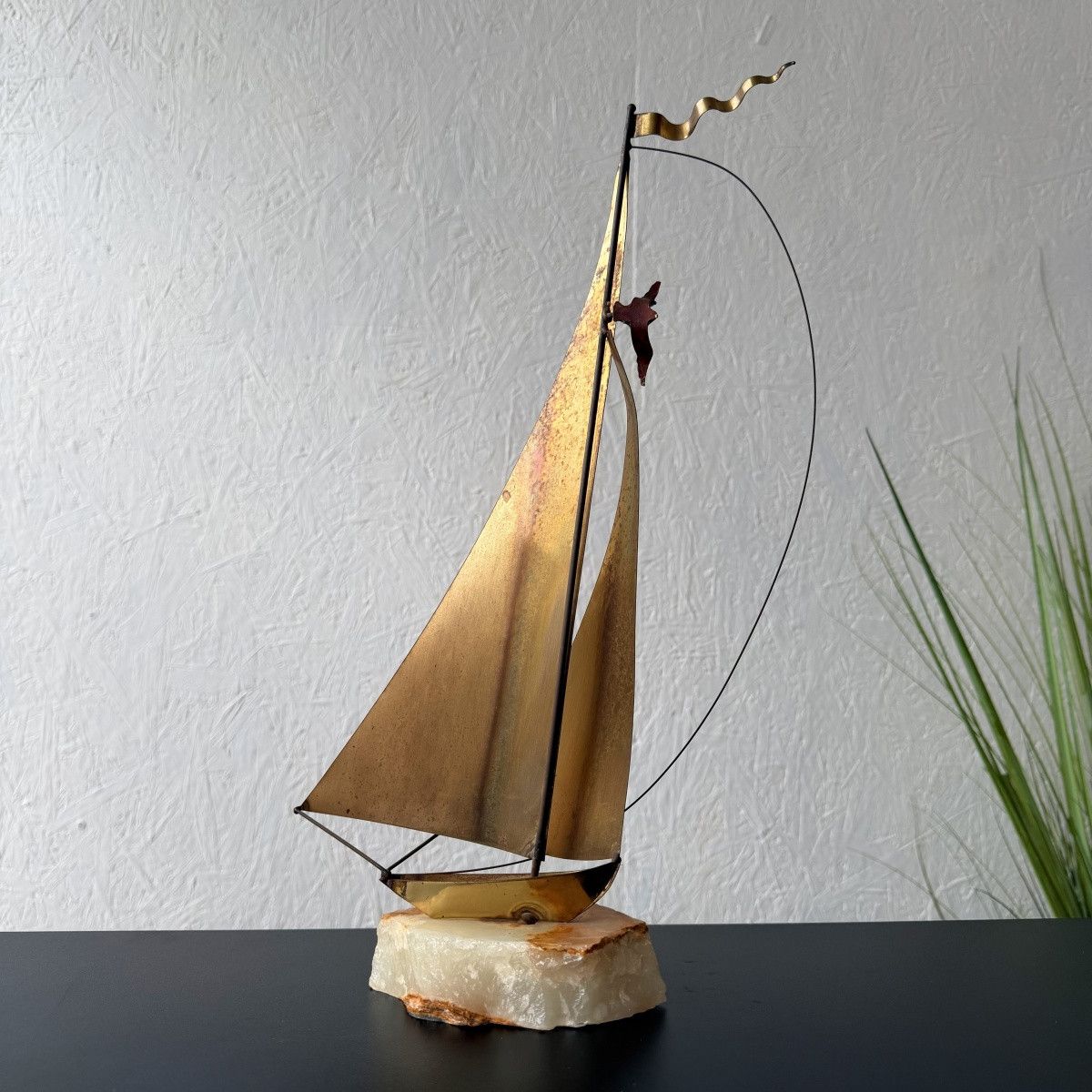 Vintage Vintage John DeMott Brass Sailboat Sculpture Onyx Base Size ONE SIZE - 2 Thumbnail