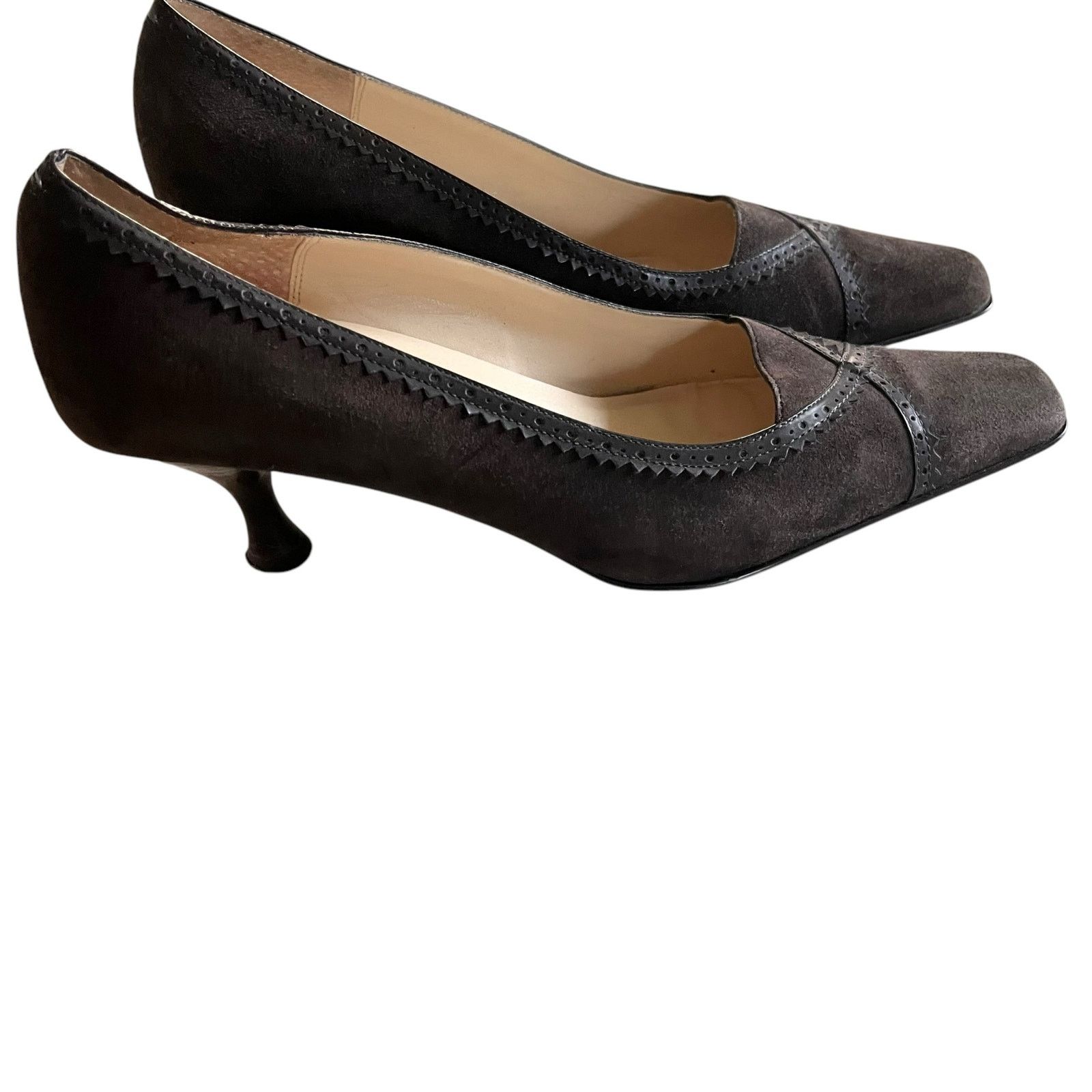 Anne Klein Anne Klein Chocolate Brown Suede Kitten Heel Pumps Size US 8.5 / IT 38.5 - 2 Thumbnail