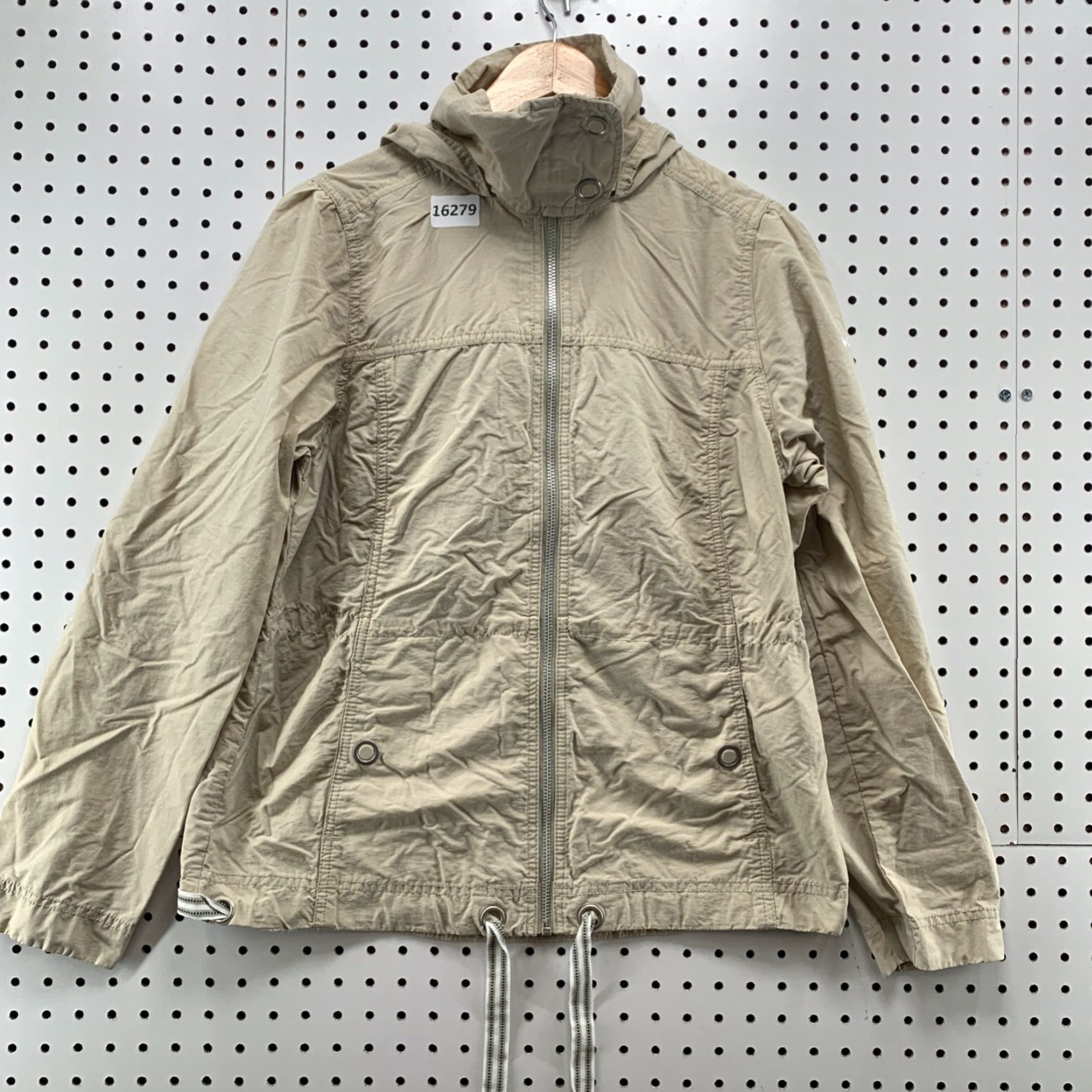 Vintage Columbia Womens Lightweight Hooded Jacket Beige Medium Full Zip Drawstring Jacket Size M / US 6-8 / IT 42-44 - 7 Thumbnail