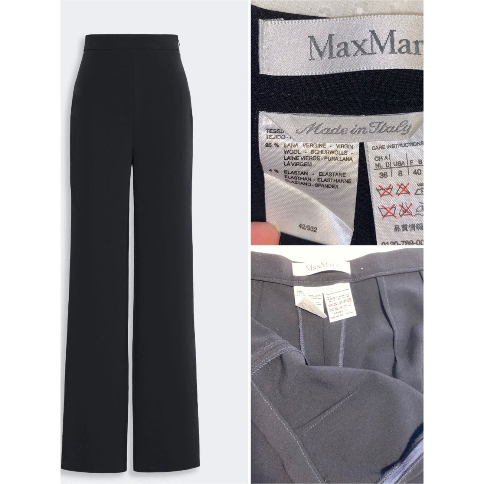 Max Mara MaxMara $650 Navy Blue Wool Blend Side Zip Pant Trouser 8 Size 30" / US 8 / IT 44 - 1 Thumbnail