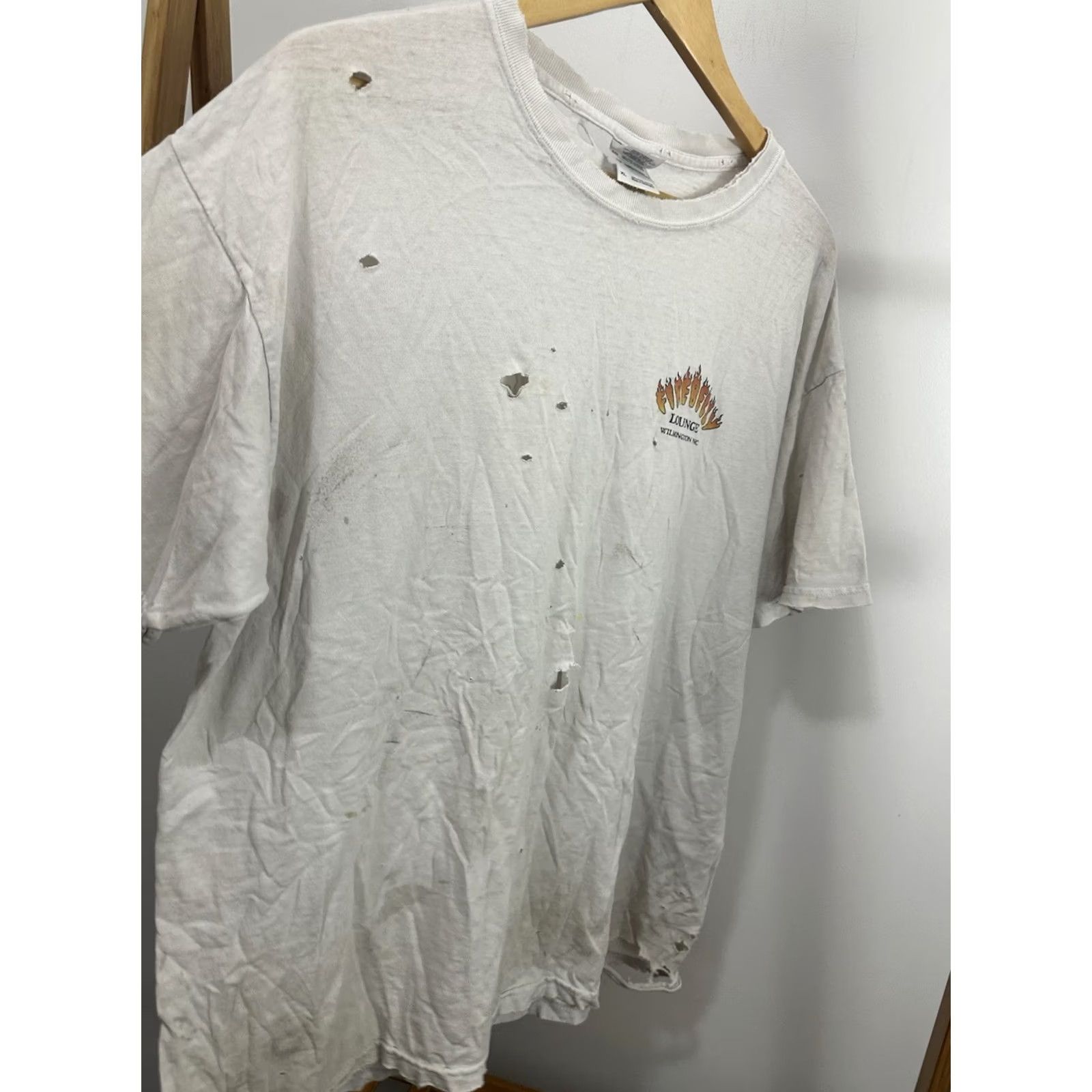 Gildan VTG Firebelly Roll Me A Faddi Super Thrashed Distressed Worn Cotton T-Shirt XL Men White Size US XL / EU 56 / 4 - 5 Thumbnail