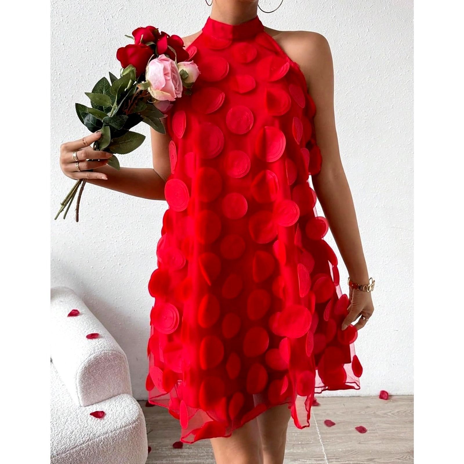 Other Valentines Day Night Out 3 Dimensional Halter Neck Mini 12 Size XL / US 12-14 / IT 48-50 - 5 Thumbnail