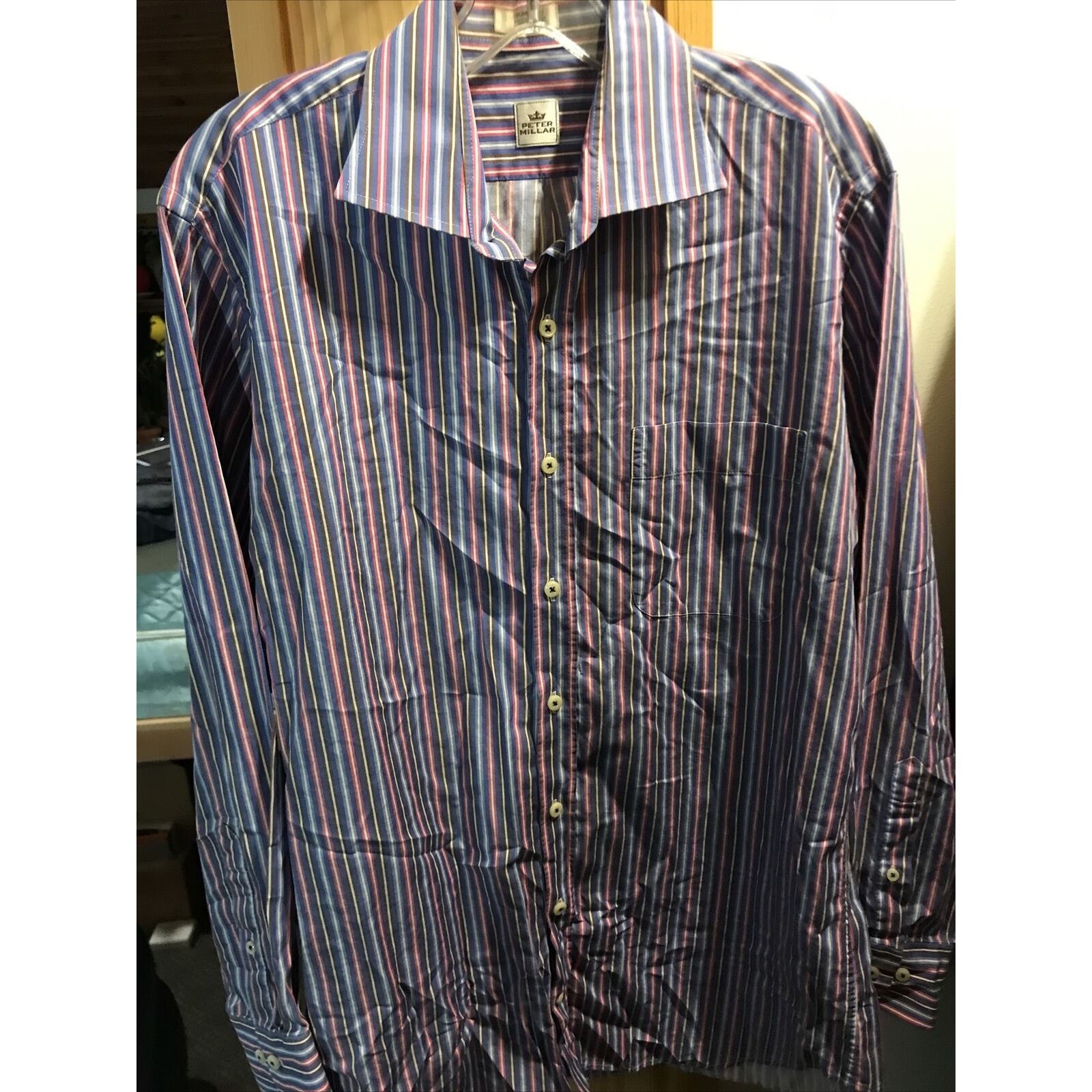 Peter Millar Peter Millar Men’s M Multicolor Striped Button Cotton Shirt Size US M / EU 48-50 / 2 - 12 Thumbnail