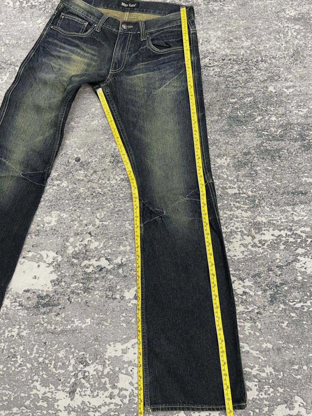 Japanese Brand Vintage Wild Life "Sand Wash" Distressed Flare Jeans Size US 31 - 13 Thumbnail