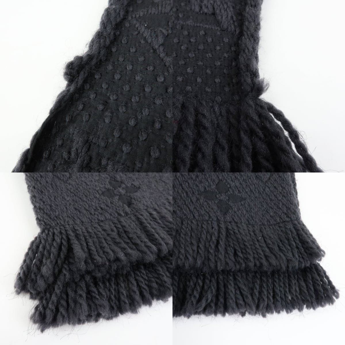 Louis Vuitton Louis Vuitton Logomania Wool Silk Scarf Black Size ONE SIZE - 6 Thumbnail