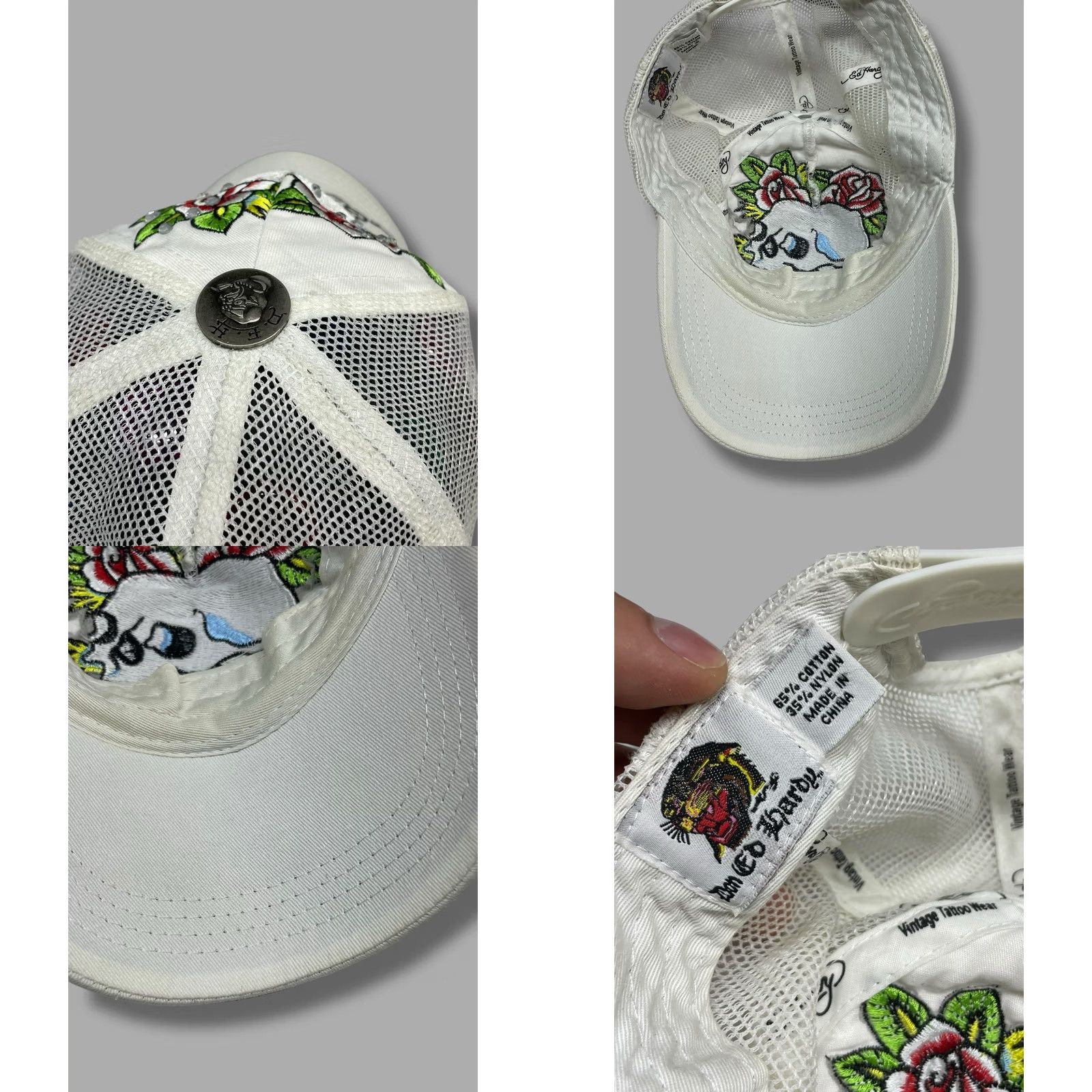 Ed Hardy Ed Hardy White Baseball Cap Rose Men One Size Size ONE SIZE - 8 Thumbnail