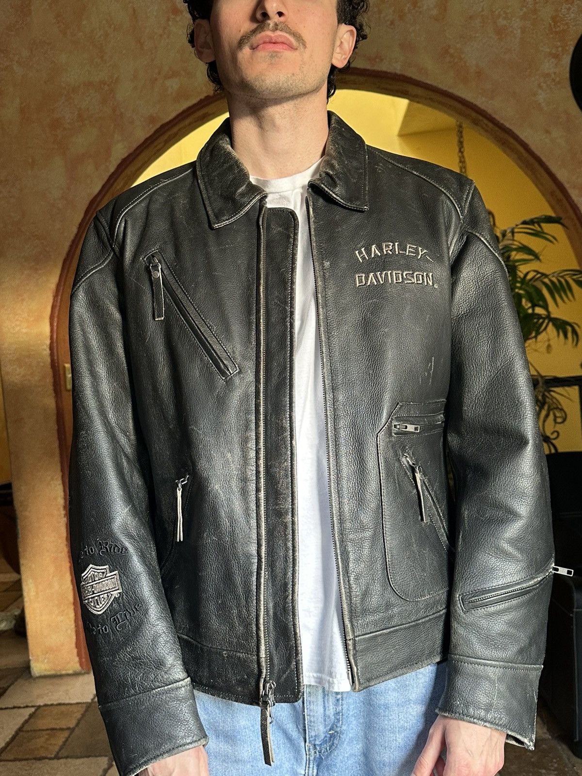 Harley Davidson GRAIL Vintage Harley Davidson Eagle Leather Jacket Large Size US L / EU 52-54 / 3 - 8 Thumbnail