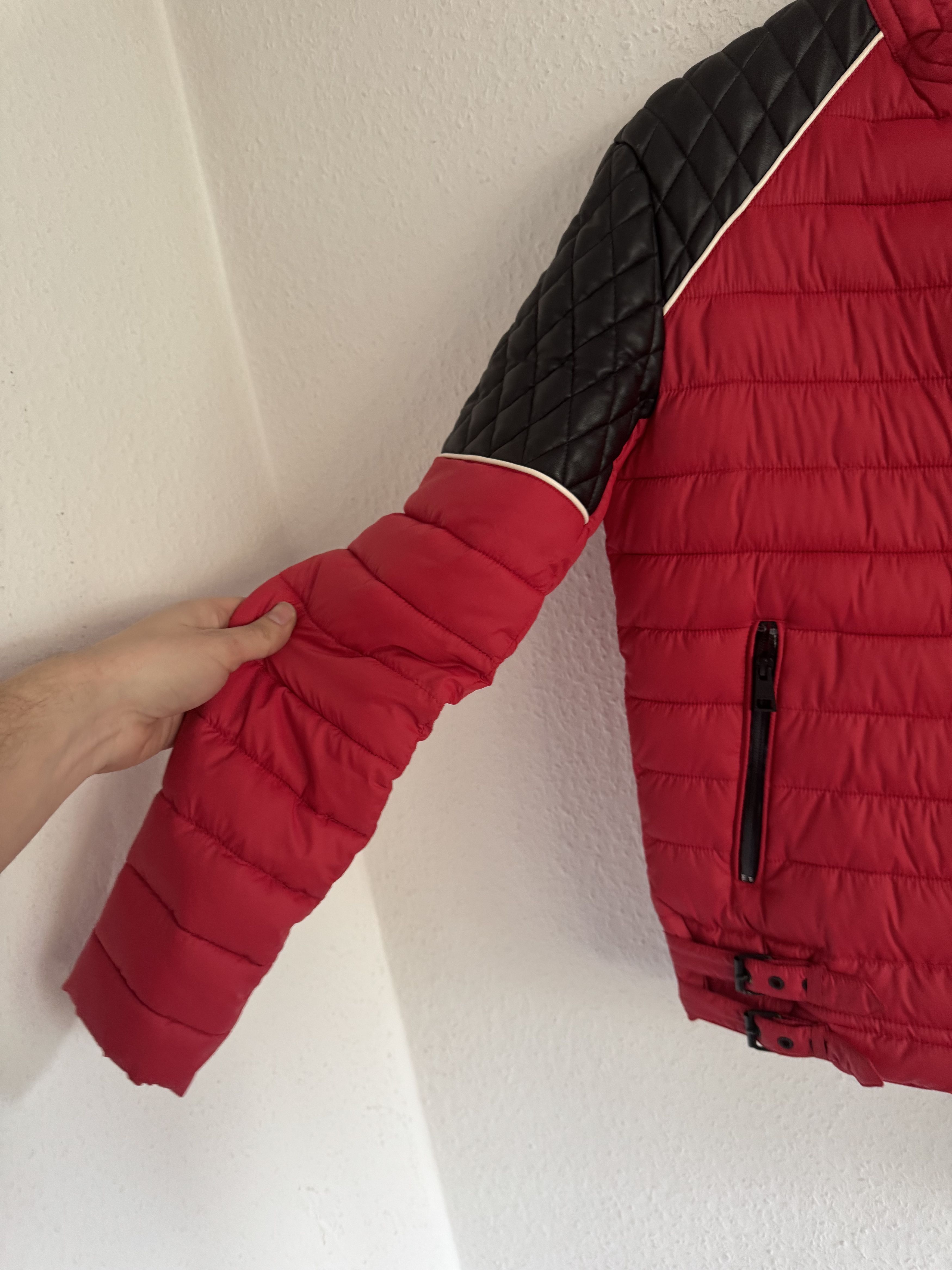 Just Cavalli Quilted Biker Down Jacket With Leather Shoulders Size US M / EU 48-50 / 2 - 2 Thumbnail